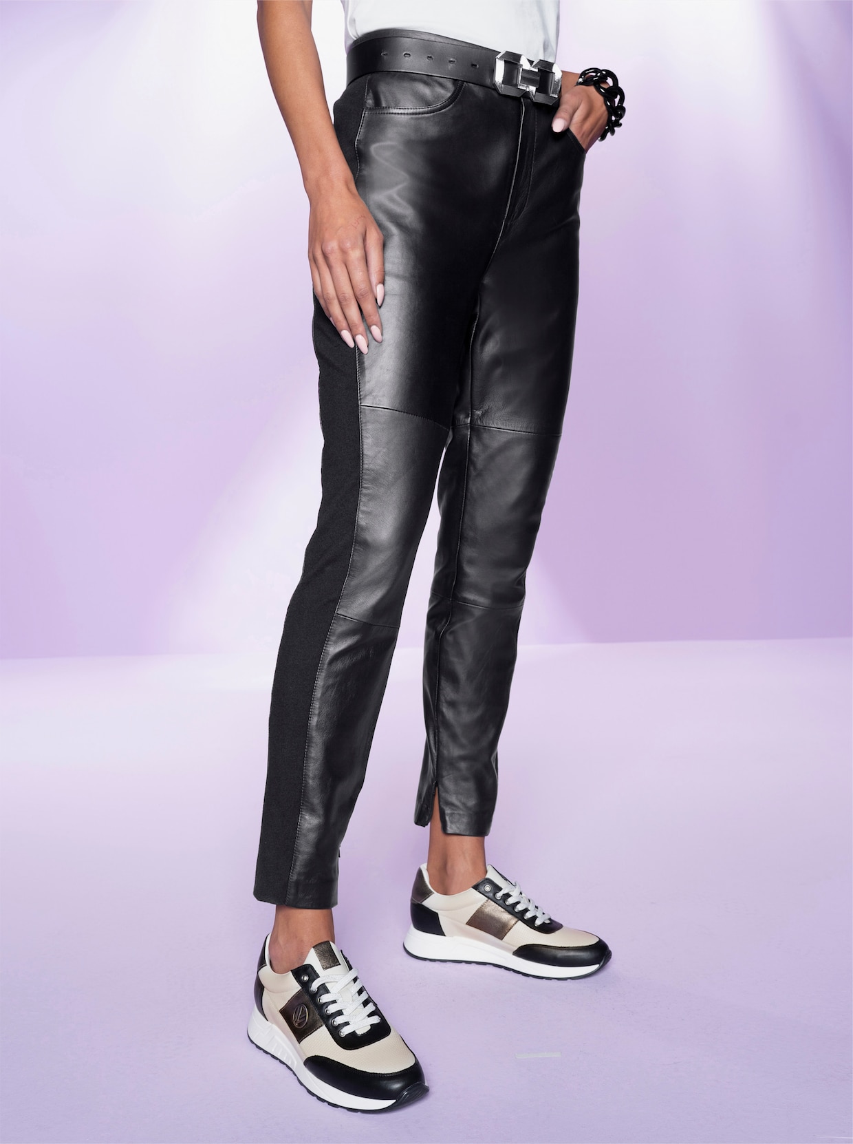 heine Pantalon en cuir - noir