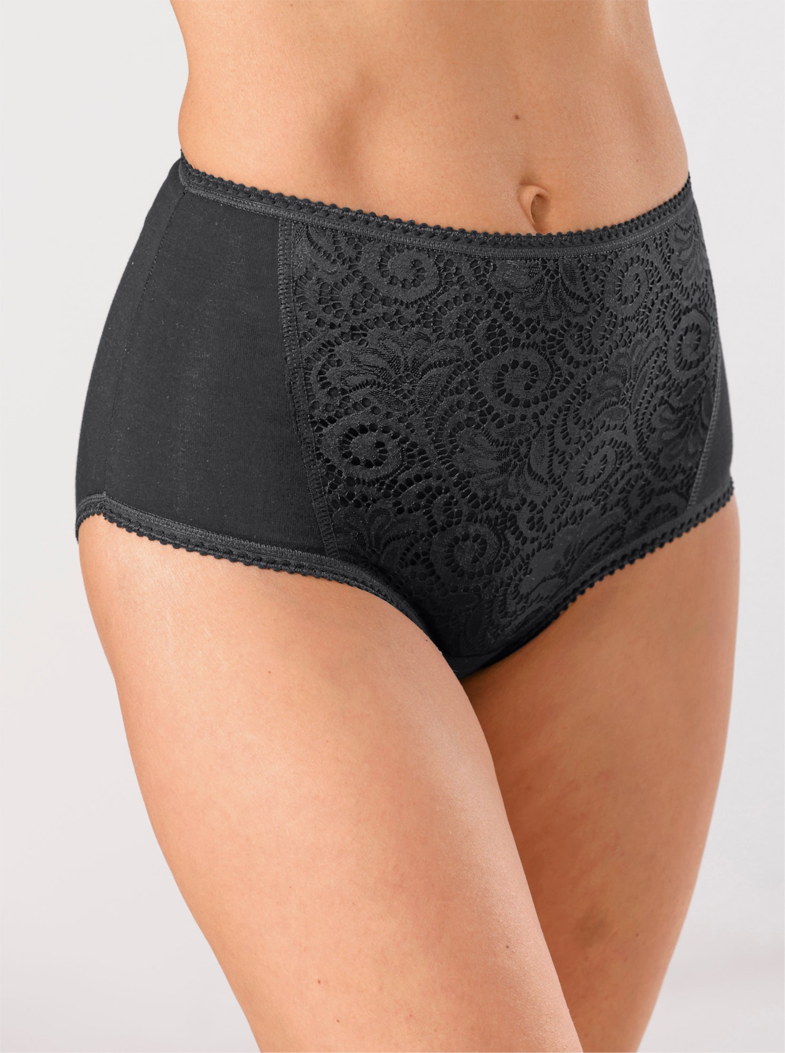 wäschepur Formslip mit Ornament-Spitze - schwarz