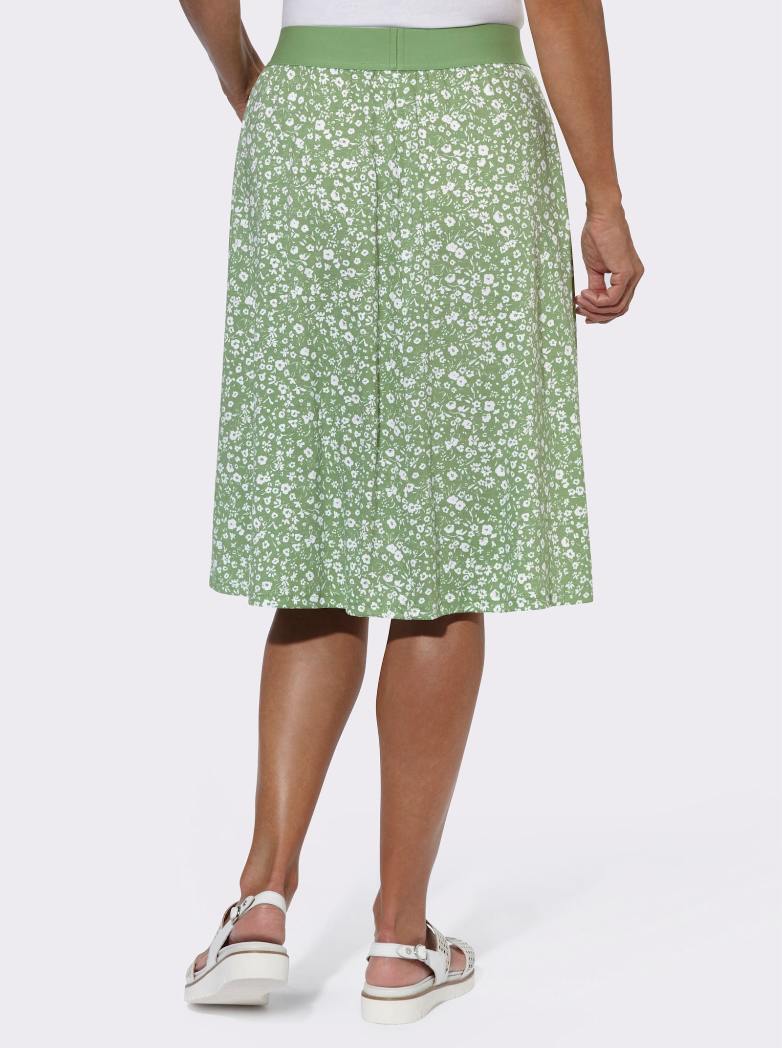 Jerseyrok in set van 2 - eucalyptus + eucalyptus/wit bedrukt