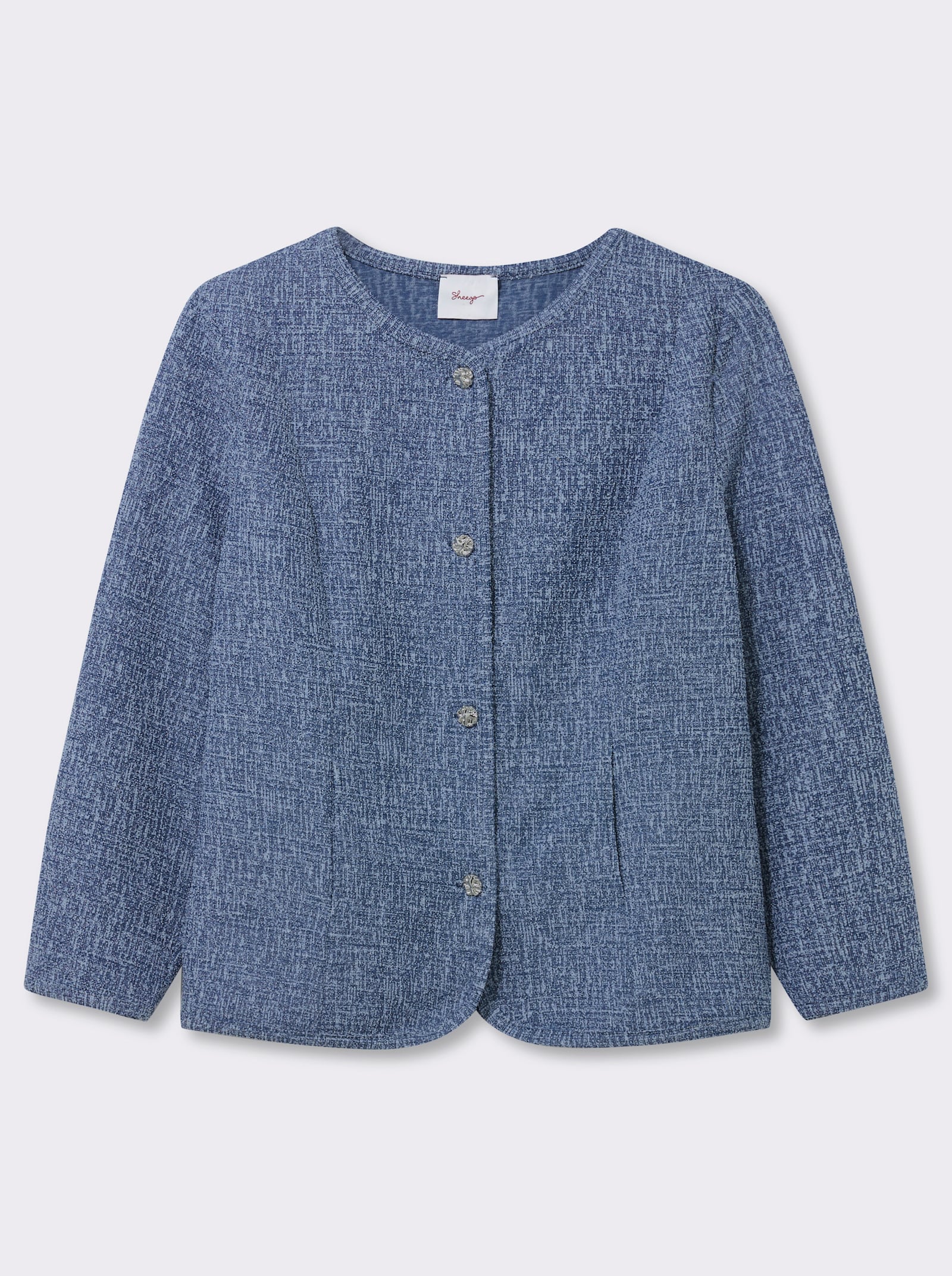 sheego Boucléjacke mit Schmuckknöpfen - jeansblau