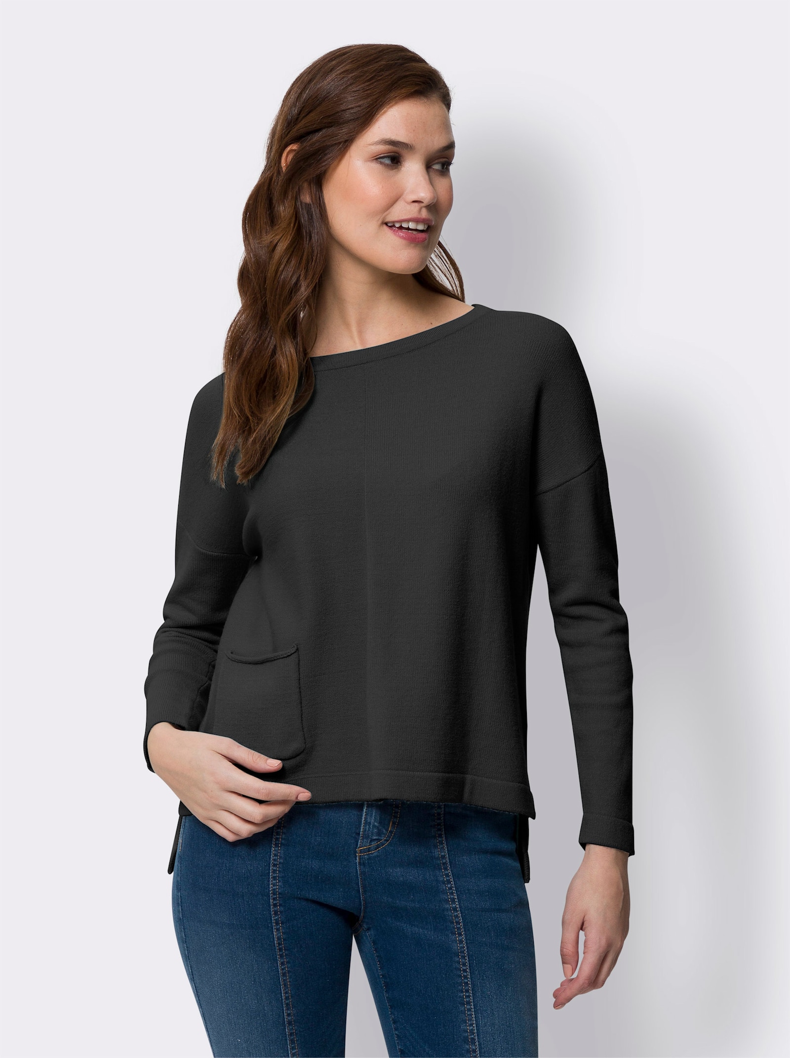 heine Gebreide pullover met effectgaren - zwart