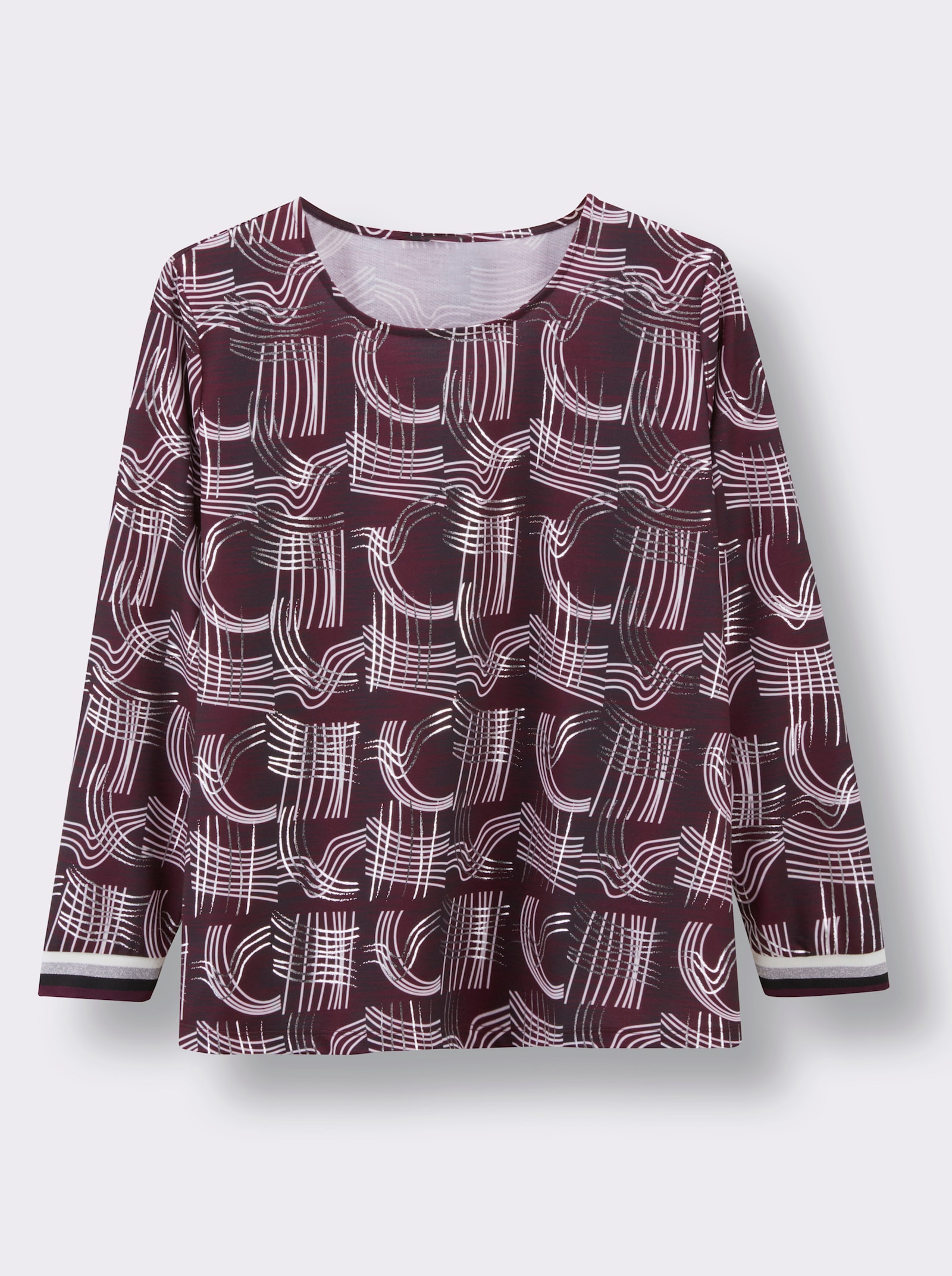 Shirt - burgund-ecru-gemustert