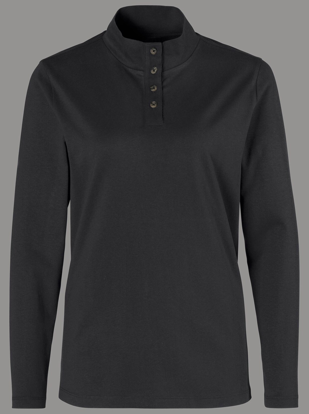 Stehkragenshirt - schwarz