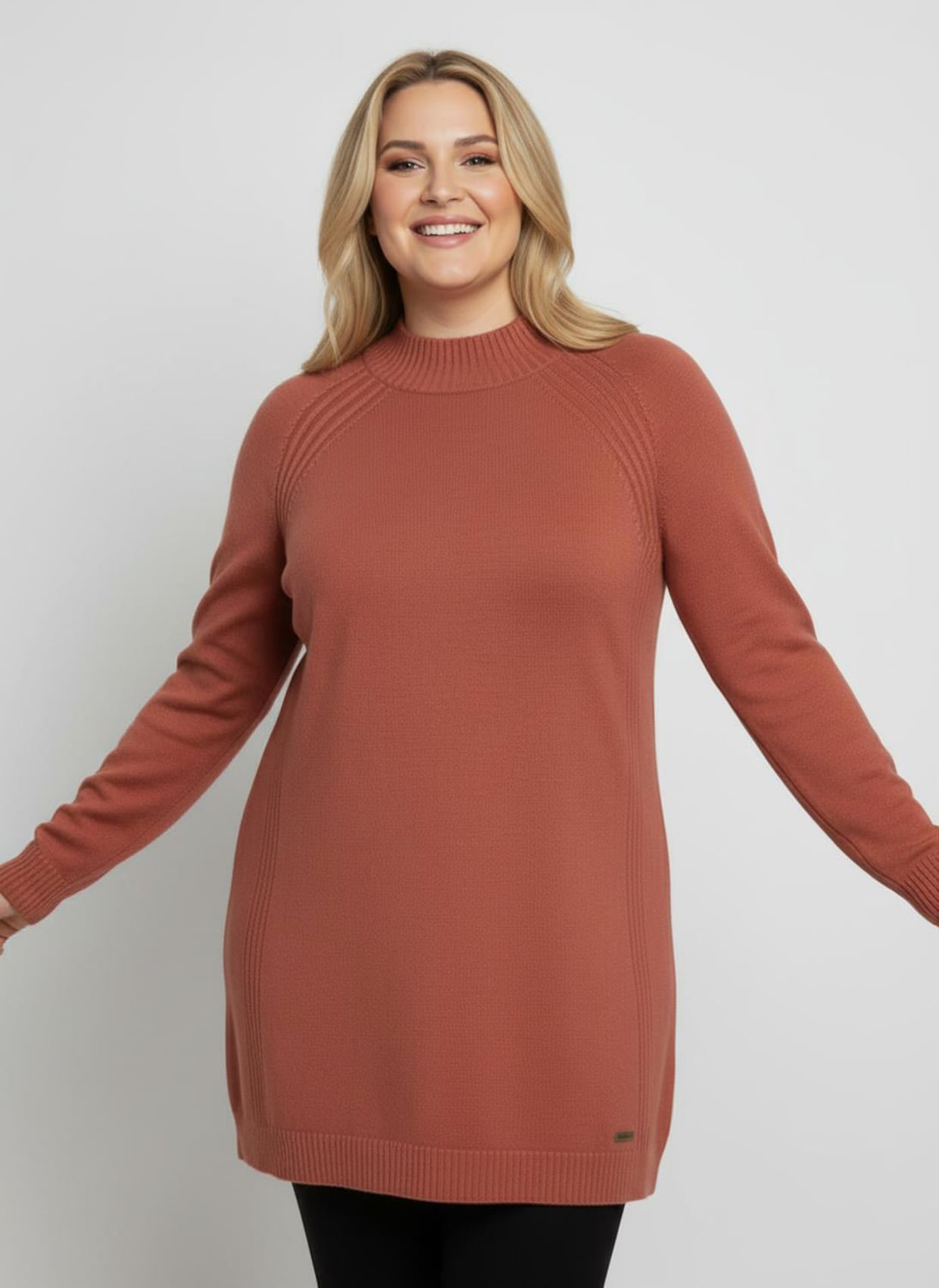 Longpullover mit abgerundetem Saum - terra