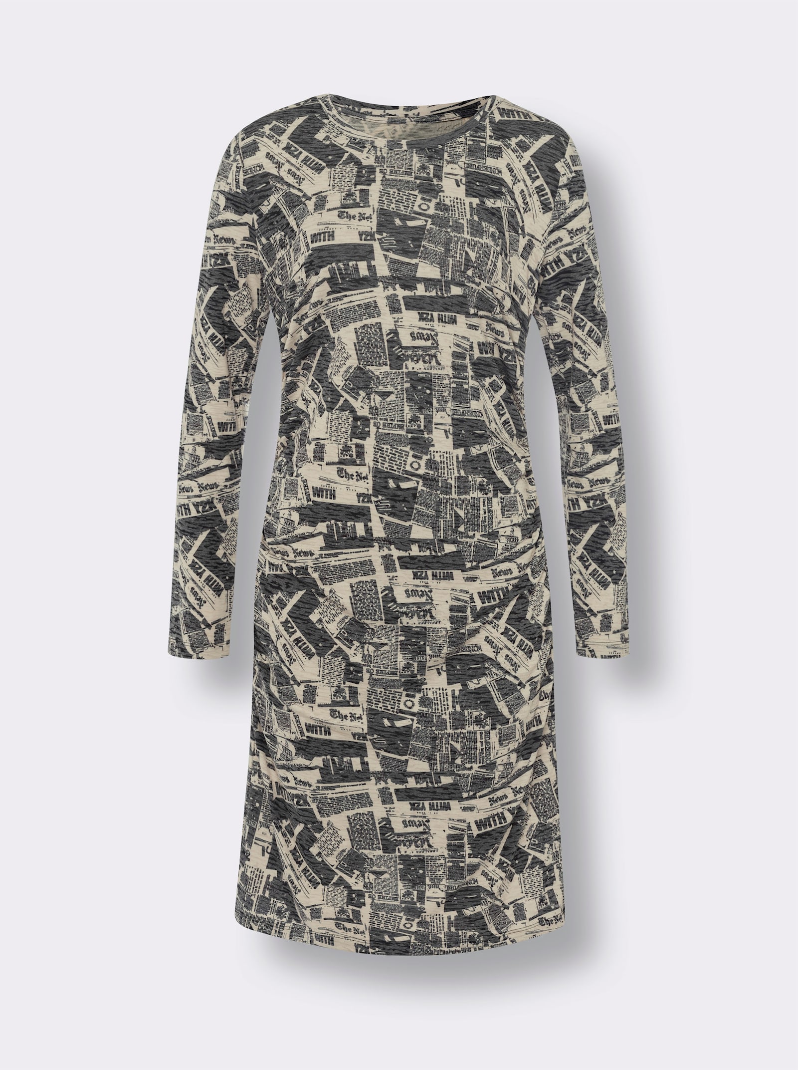 heine Druckkleid mit Ausbrenner-Muster - sand-schwarz-bedruckt