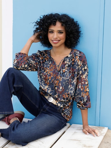 heine Druckbluse - dunkelblau-schwarz-bedruckt