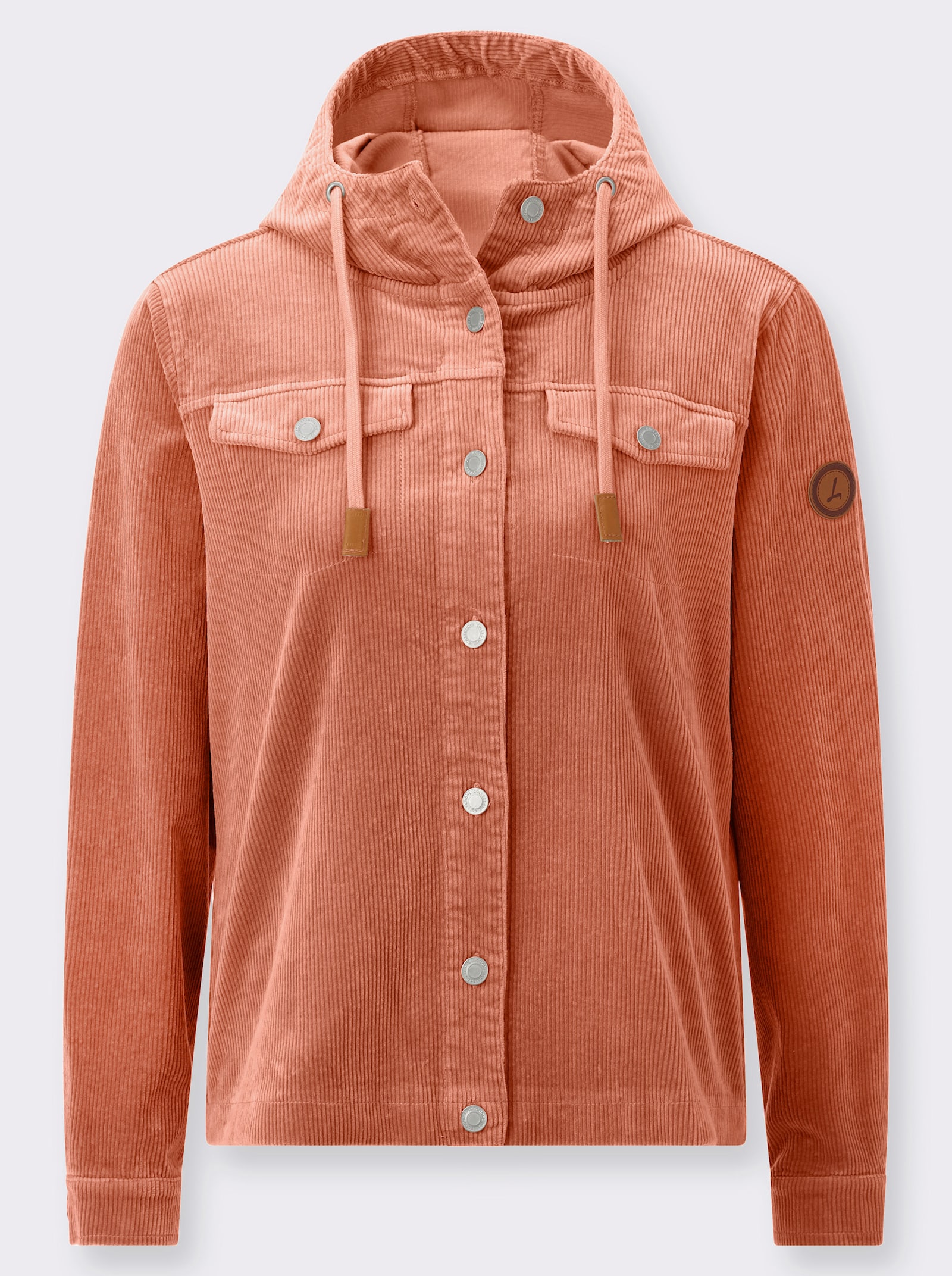 Cordjacke mit Kapuze - papaya
