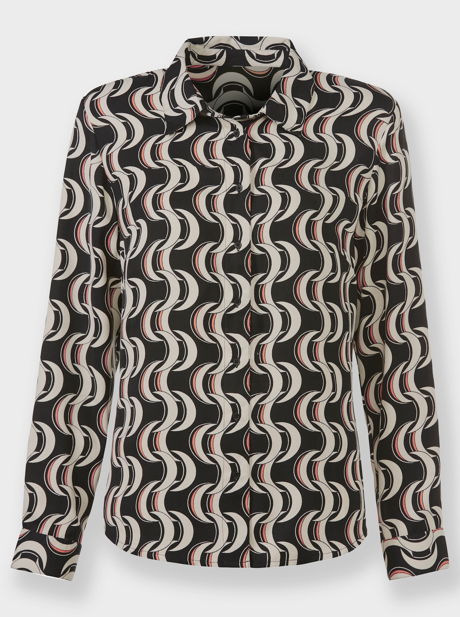 heine Hemdbluse mit Langarm - schwarz-sand-bedruckt