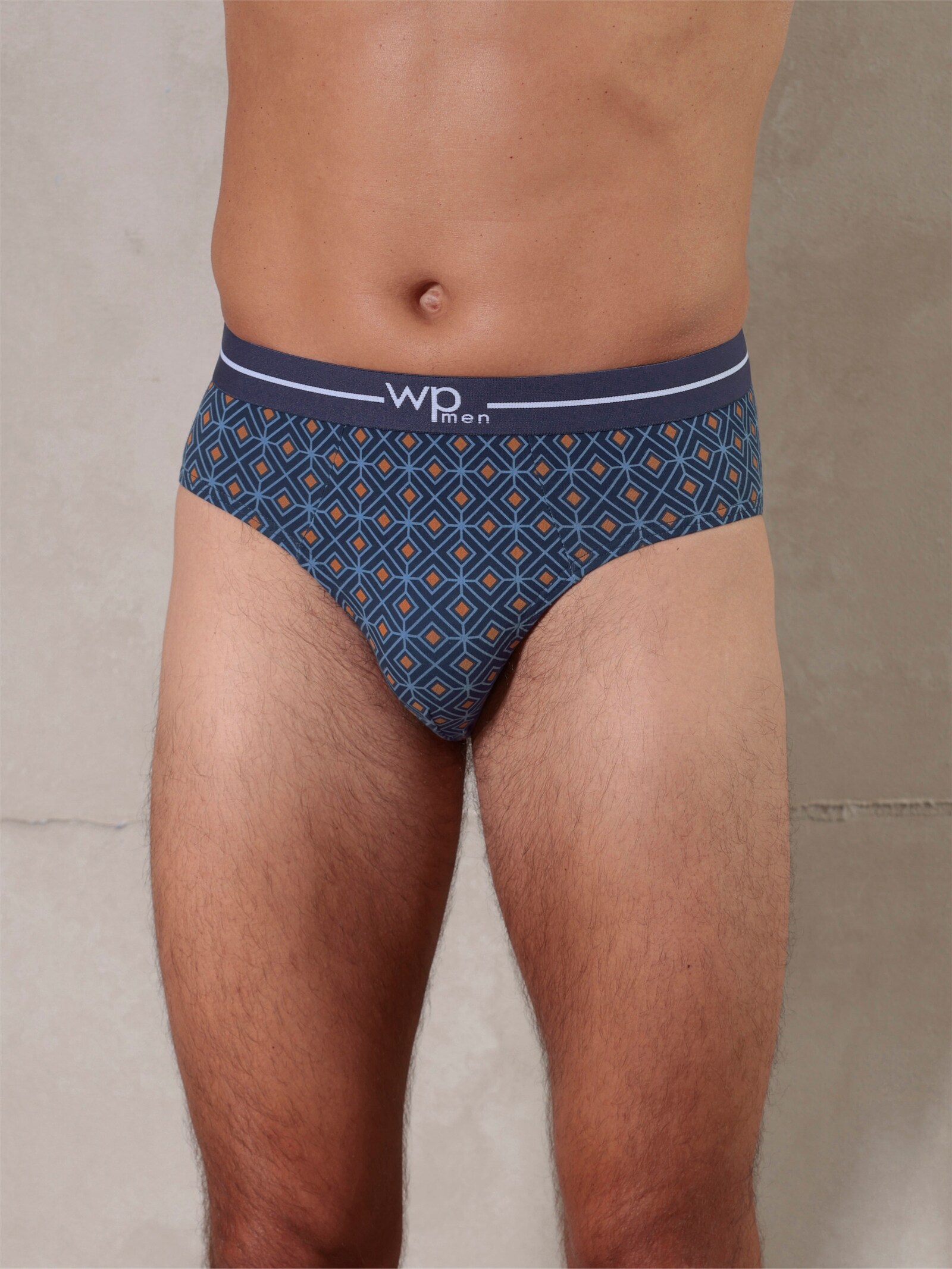 wäschepur men Slip - marine-mittelblau-bedruckt + marine + hellblau