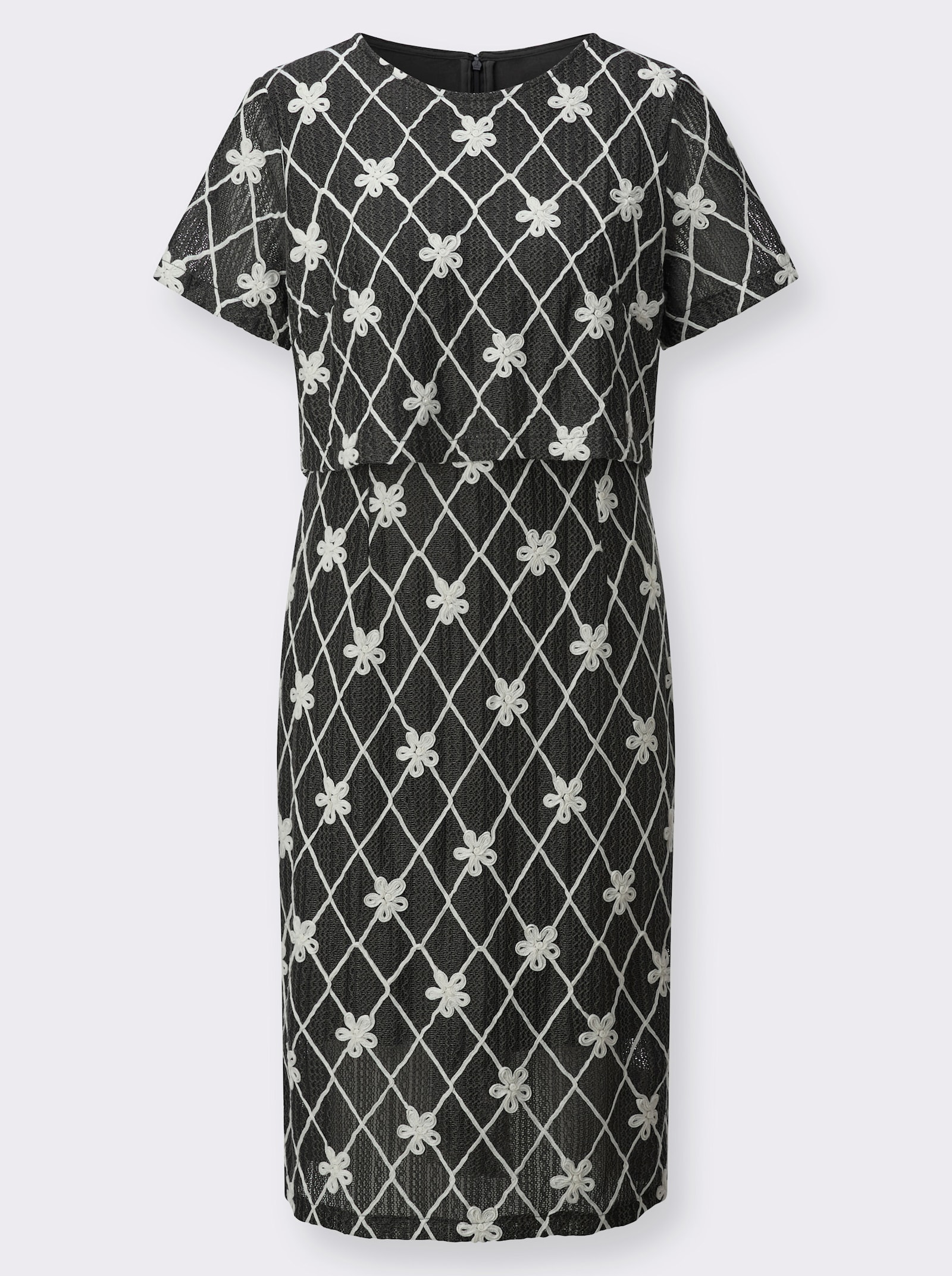 Etuikleid mit rückwärtigem Reißverschluss - graphit-champagner