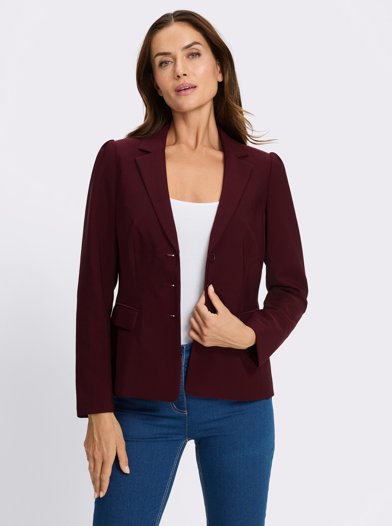 heine Blazer mit dezenten Puffärmeln - burgund
