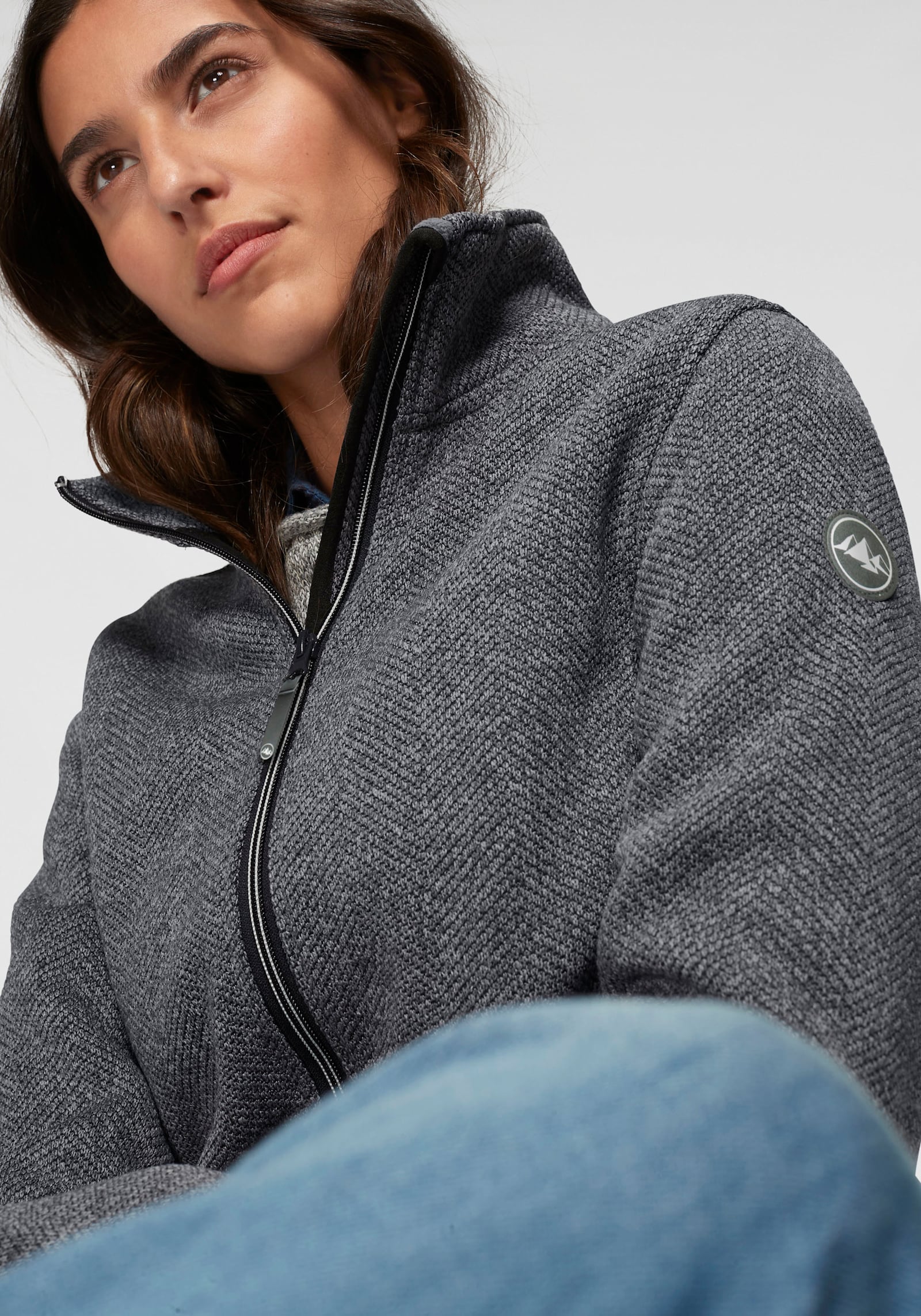 Polarino Strickfleecejacke - graumeliert