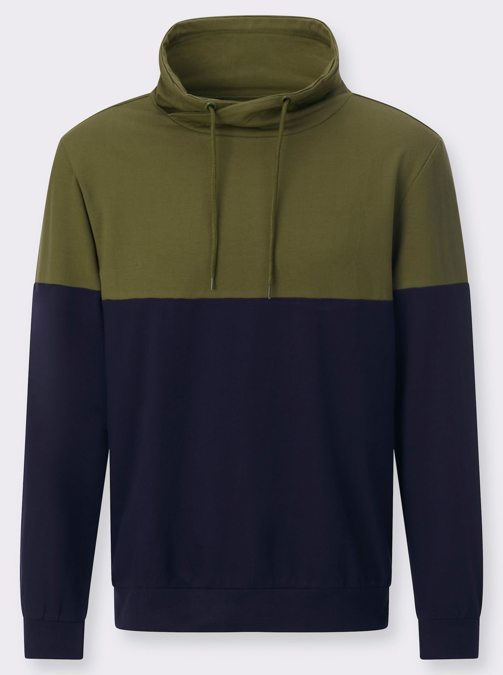 Sweatshirt mit überlappendem Stehkragen - oliv-marine