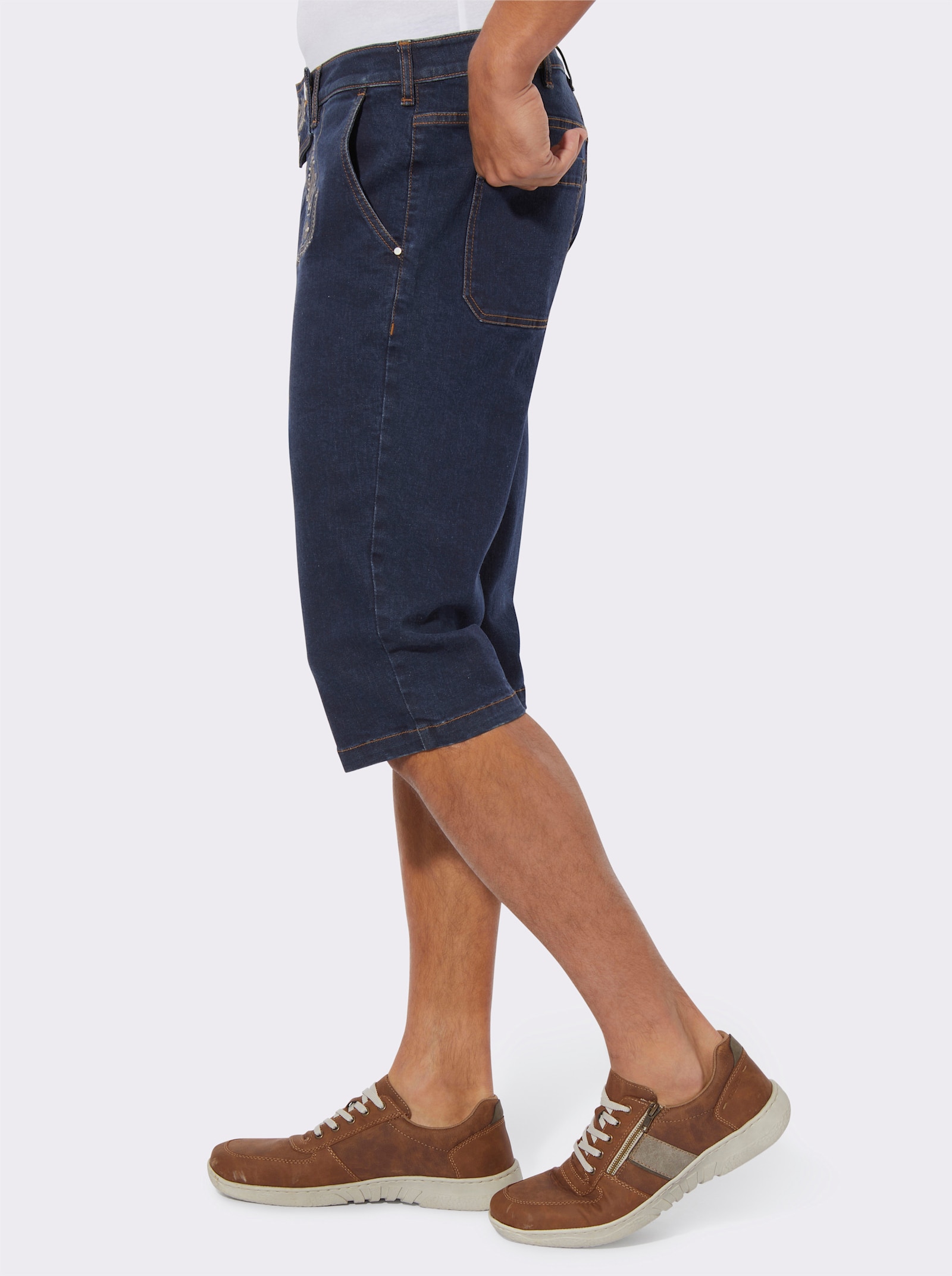 Jeansbermuda met folkloreborduursel - dark-blue