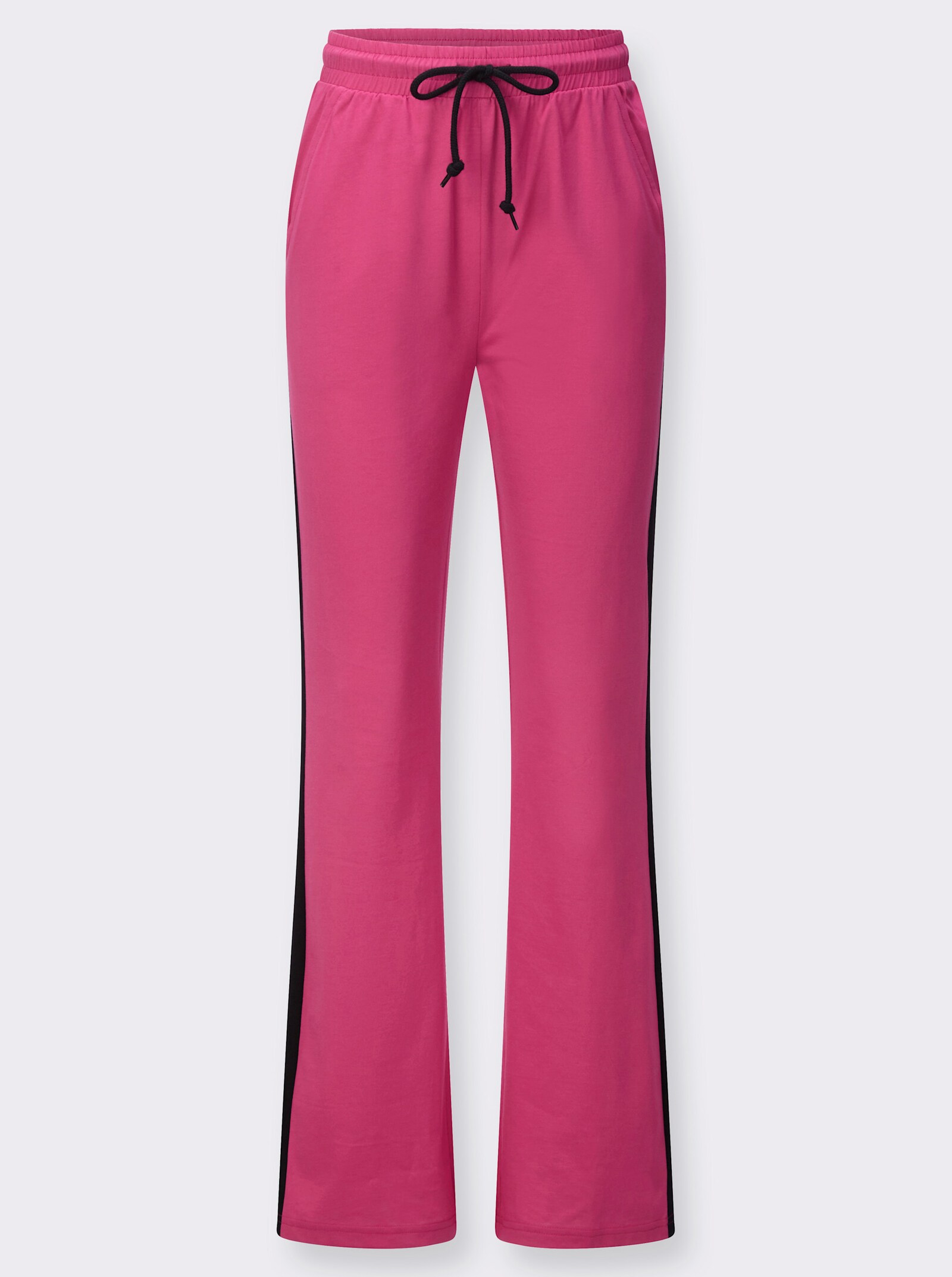 Freizeithose mit kontrastfarbenen Galonstreifen - fuchsia-schwarz