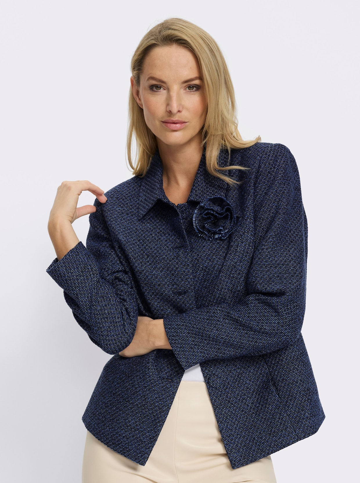heine Bouclé-Blazer - dunkelblau