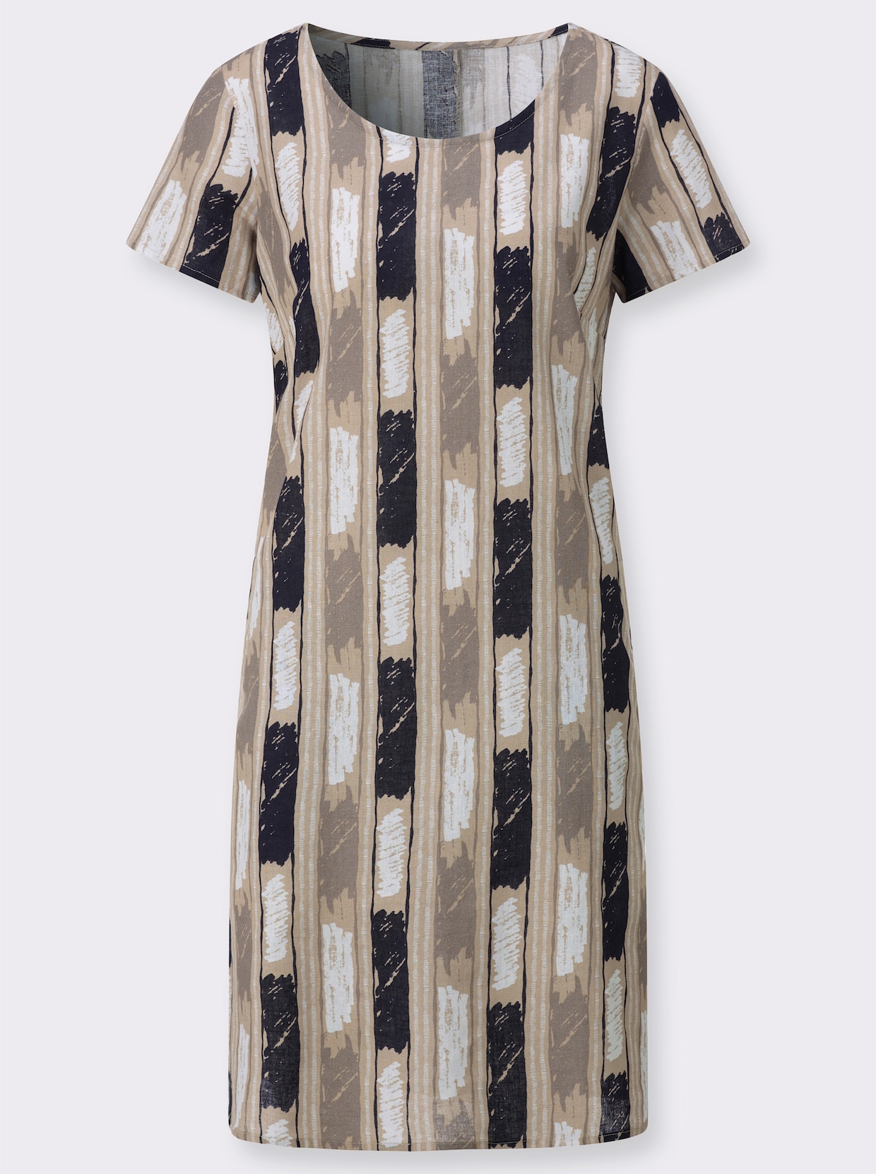 Druckkleid - taupe-ecru