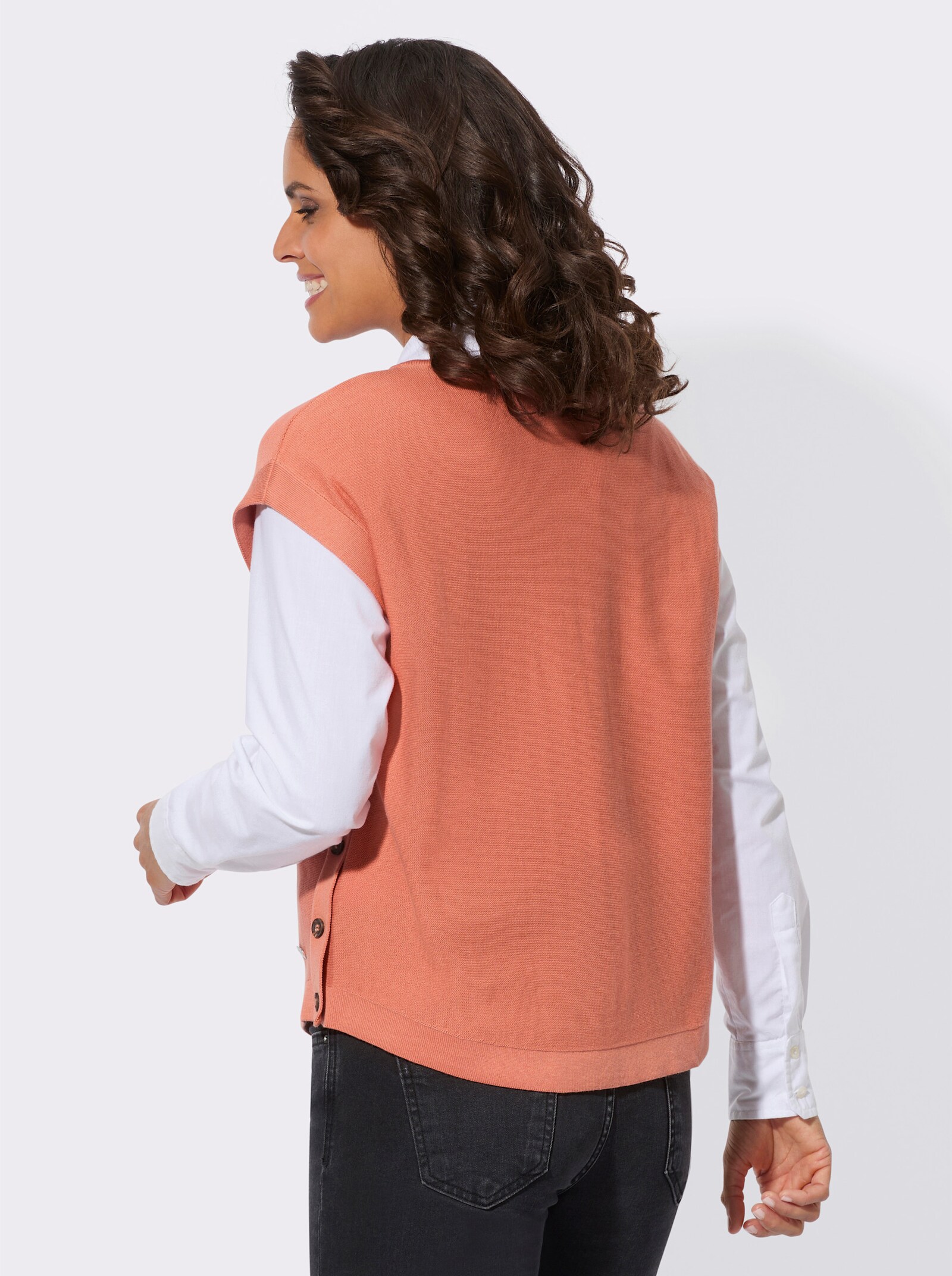 Pullunder mit Zierknöpfen - papaya