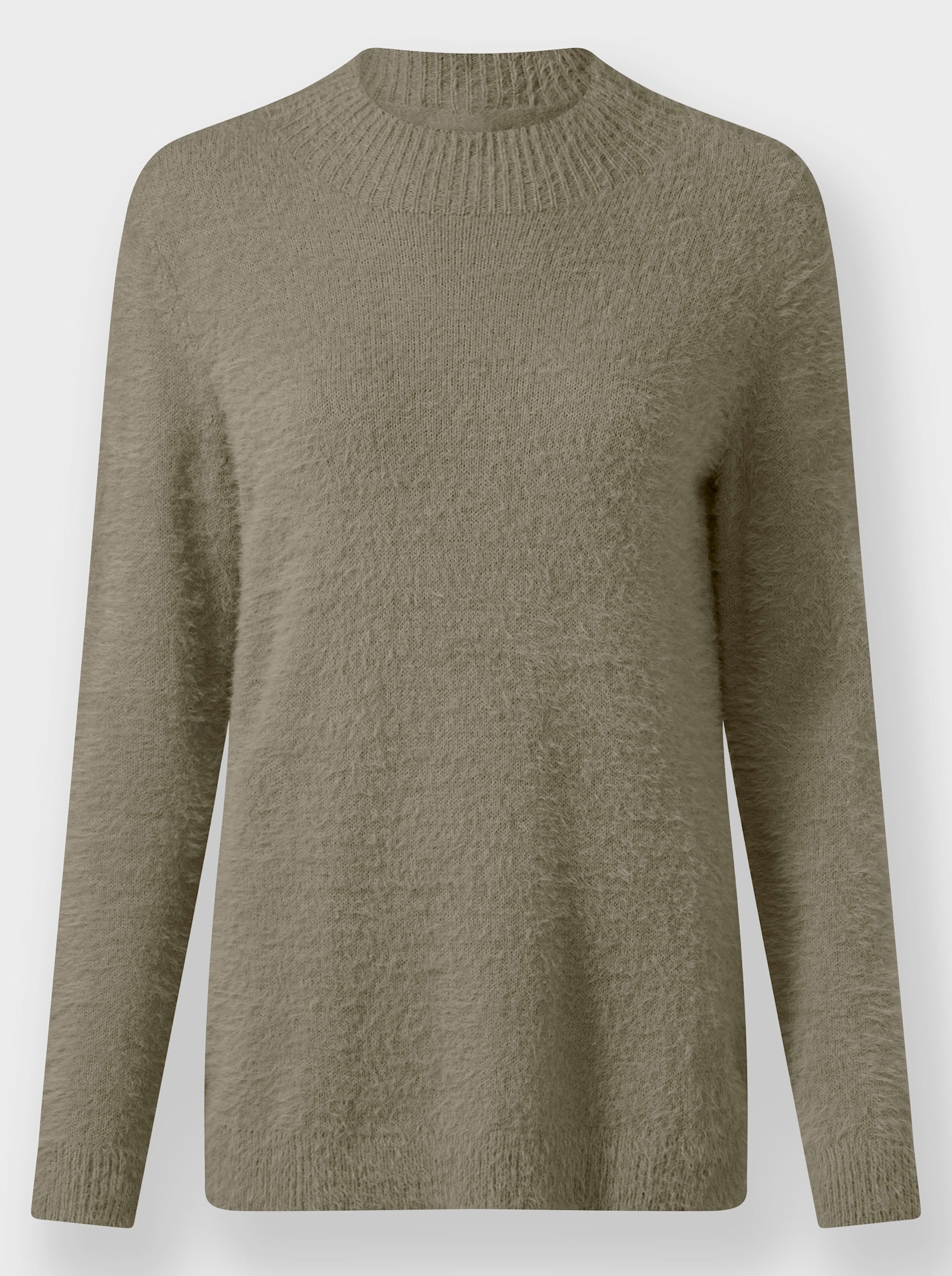 Stehkragenpullover aus Flauschgarn - schlamm