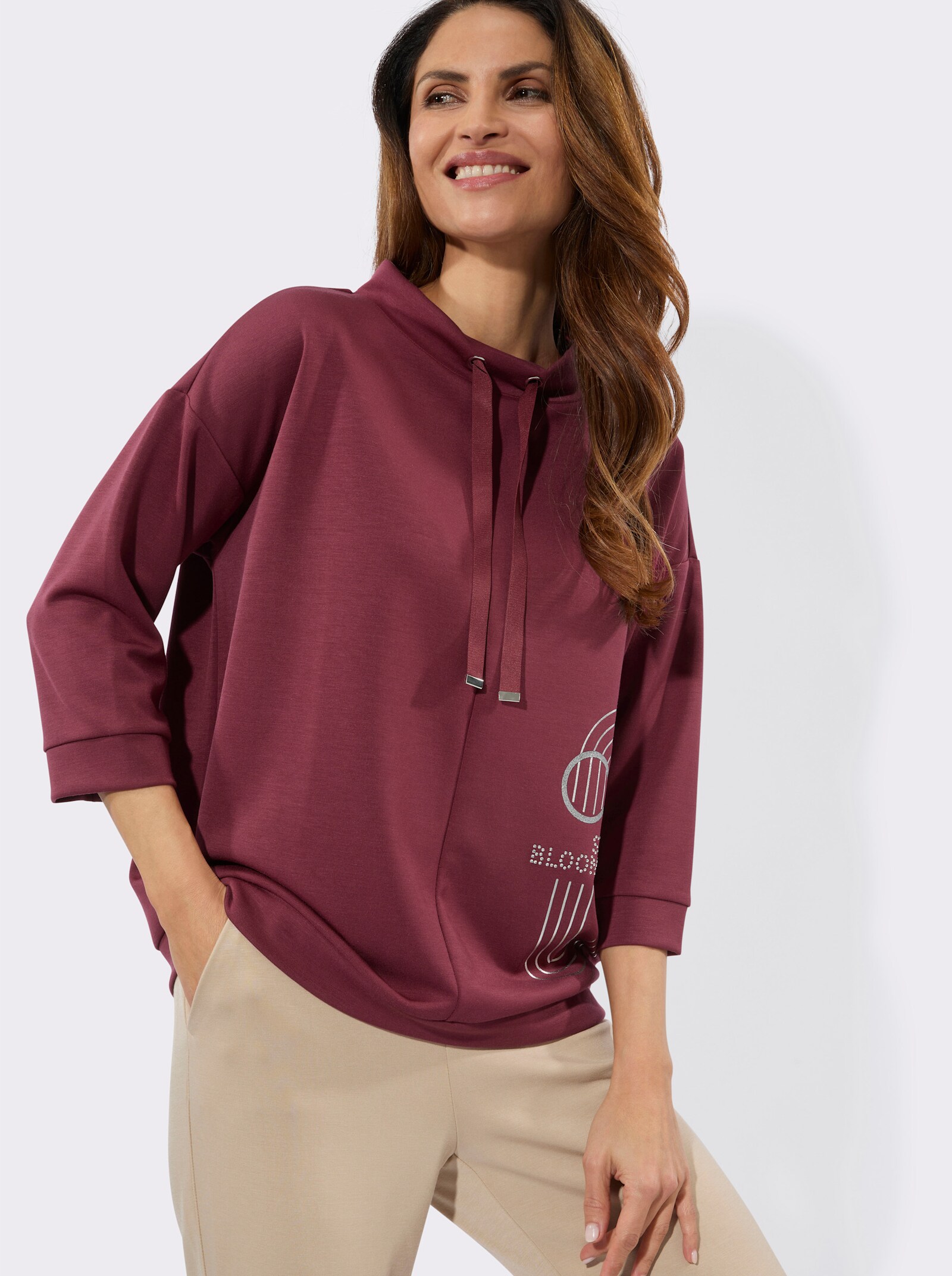 Sweatshirt mit glänzendem Druck - bordeaux