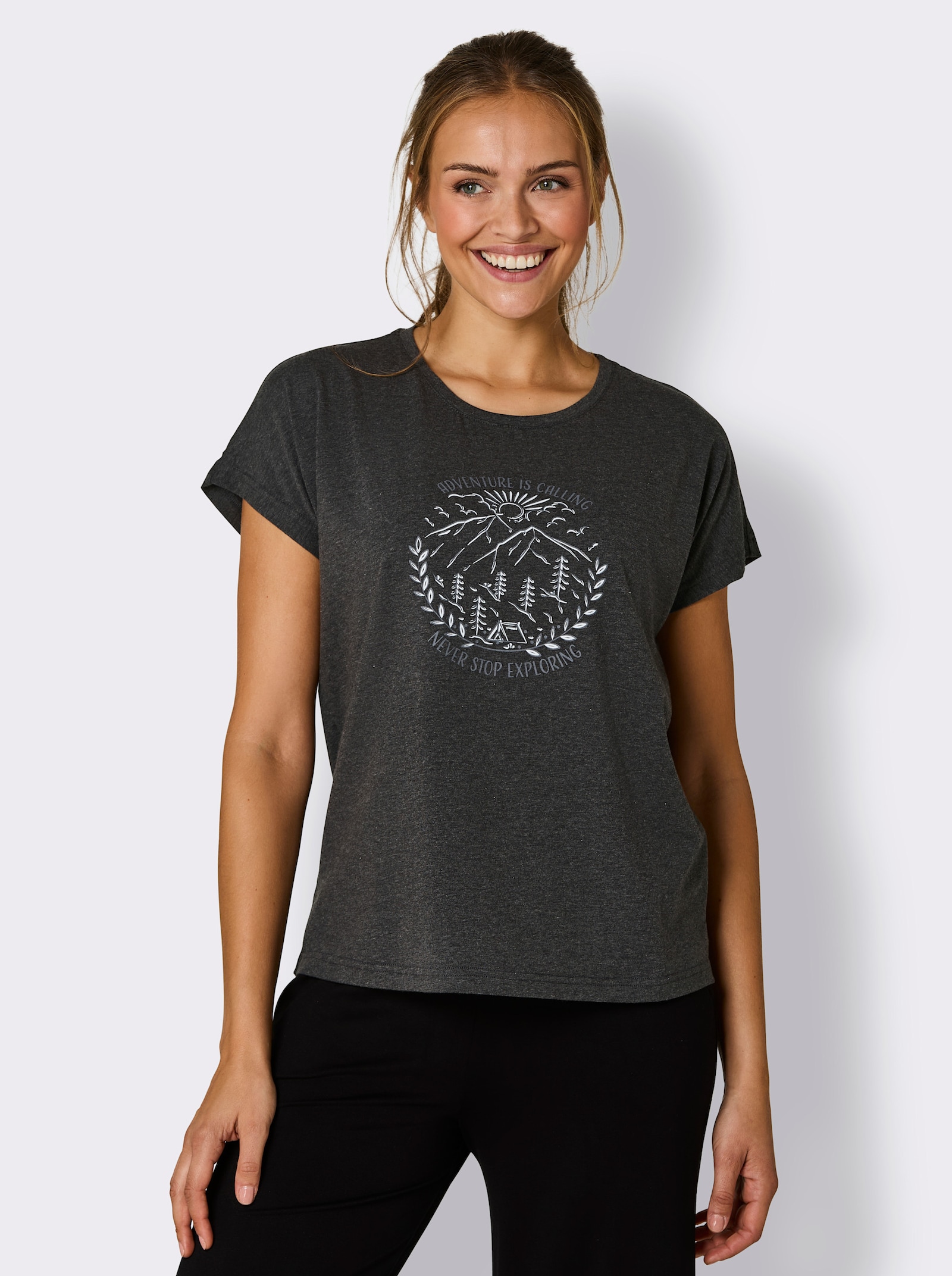 Catamaran Sports Freizeitshirt mit überschnittenen Schultern - graphit-meliert