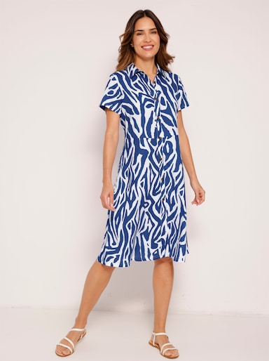 Sommerkleid - royalblau-weiss-bedruckt
