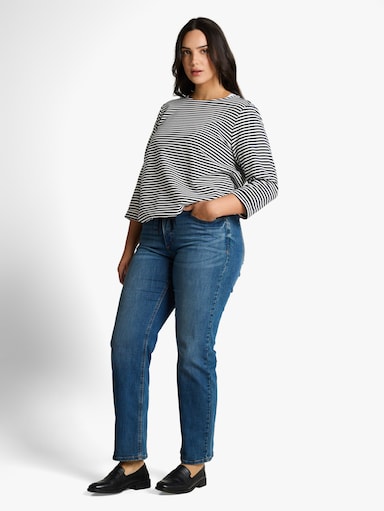 T-Shirt - offwhite navy regular stripe