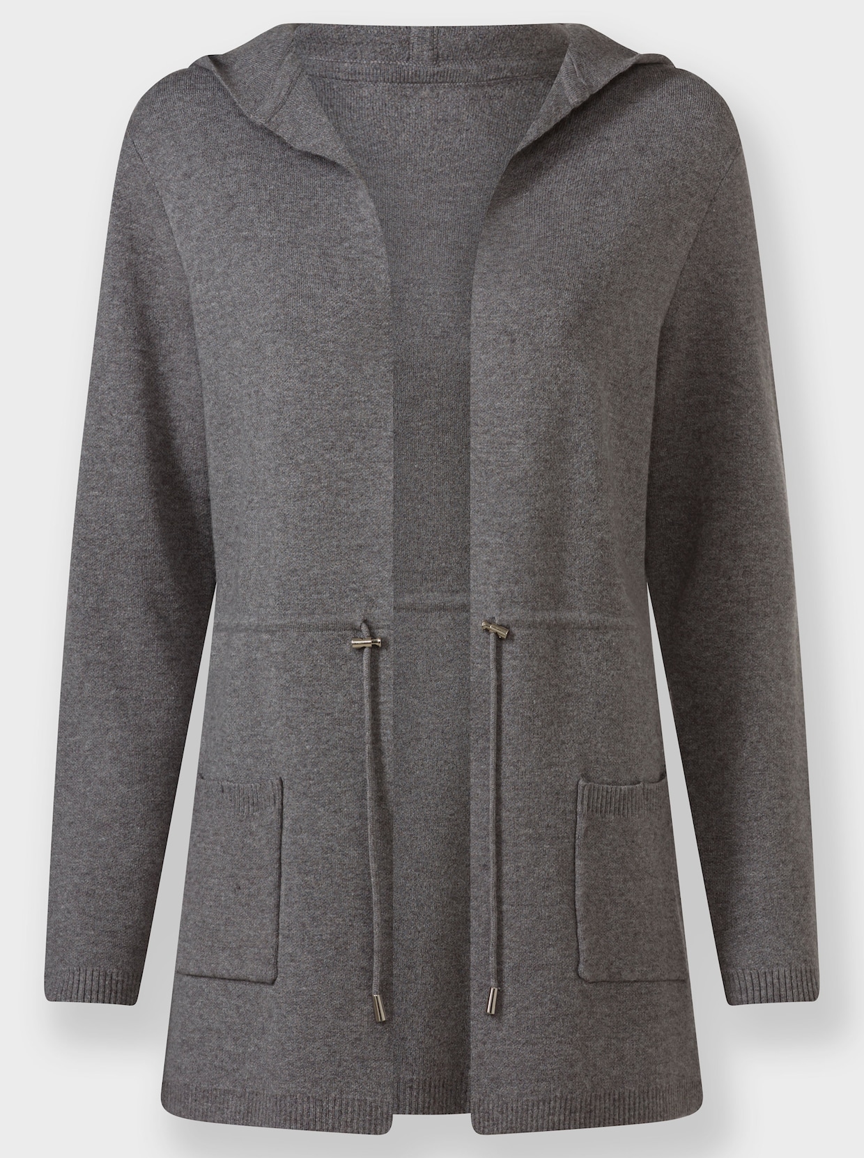 Kapuzenstrickjacke - anthrazit-meliert