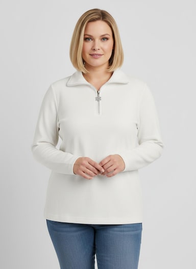 Langarmshirt mit Schneeflocken-Anhänger - ecru