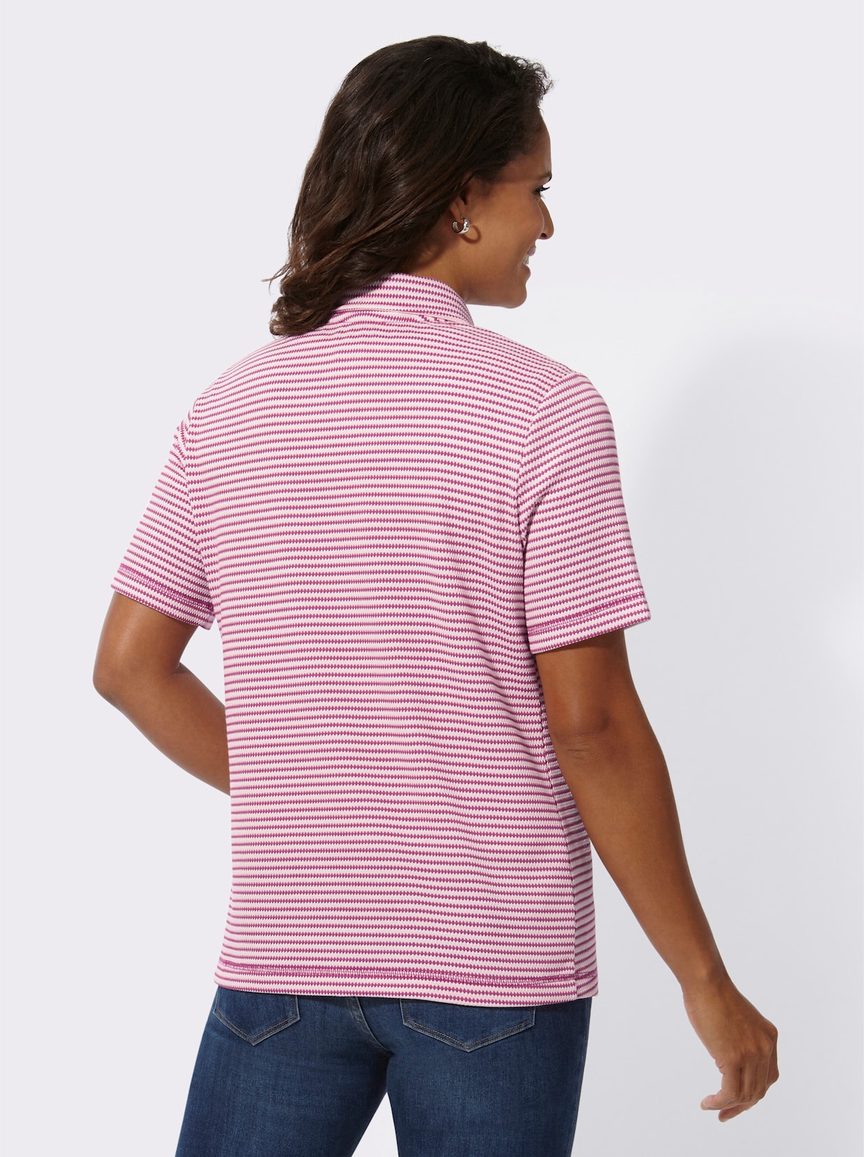 Shirtjasje - heide/wit gedessineerd