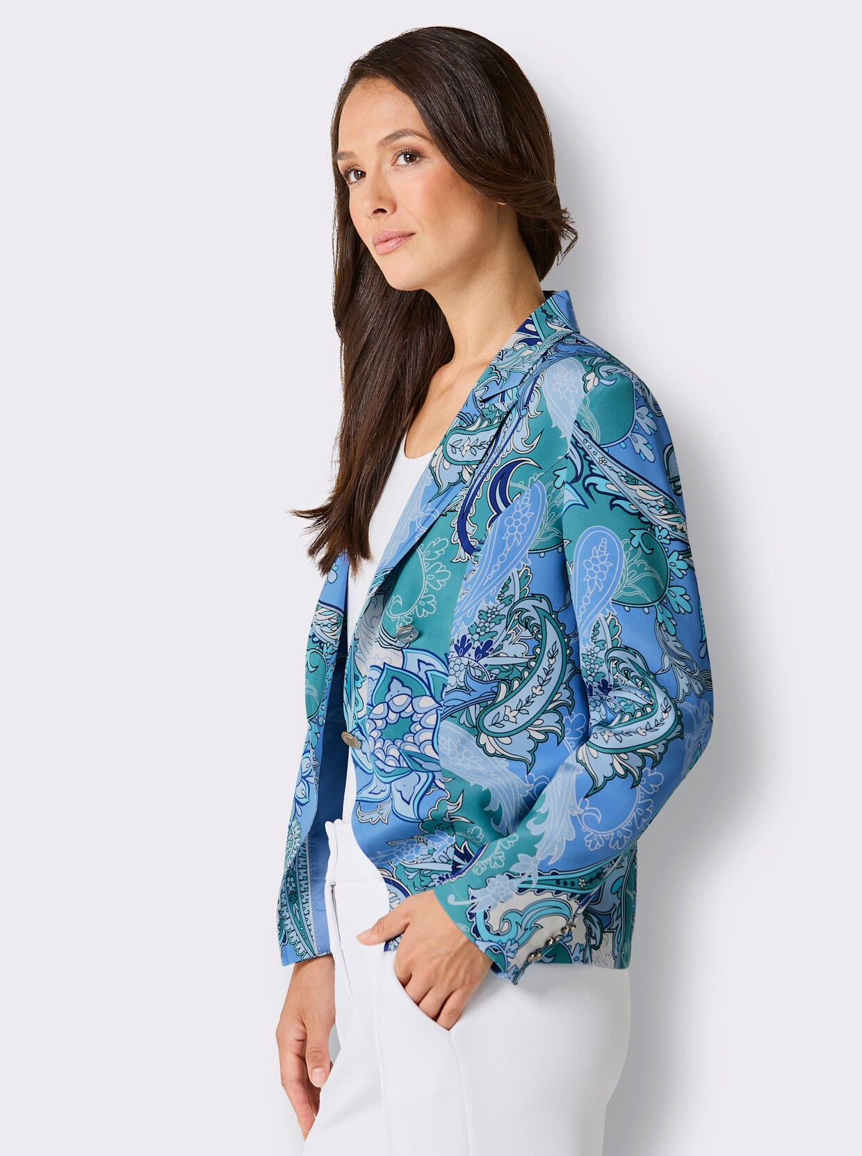 CREATION L PREMIUM Blazer - himmelblau-eisblau-bedruckt