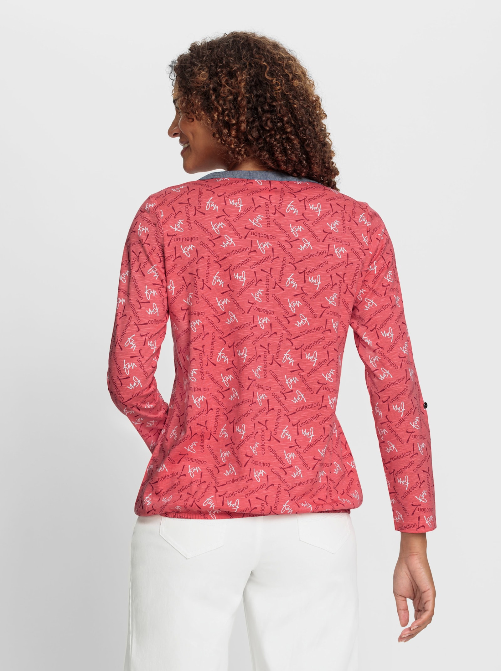 Shirt mit krempelbaren Ärmeln, bedruckt - grapefruit-kirsche-bedruckt