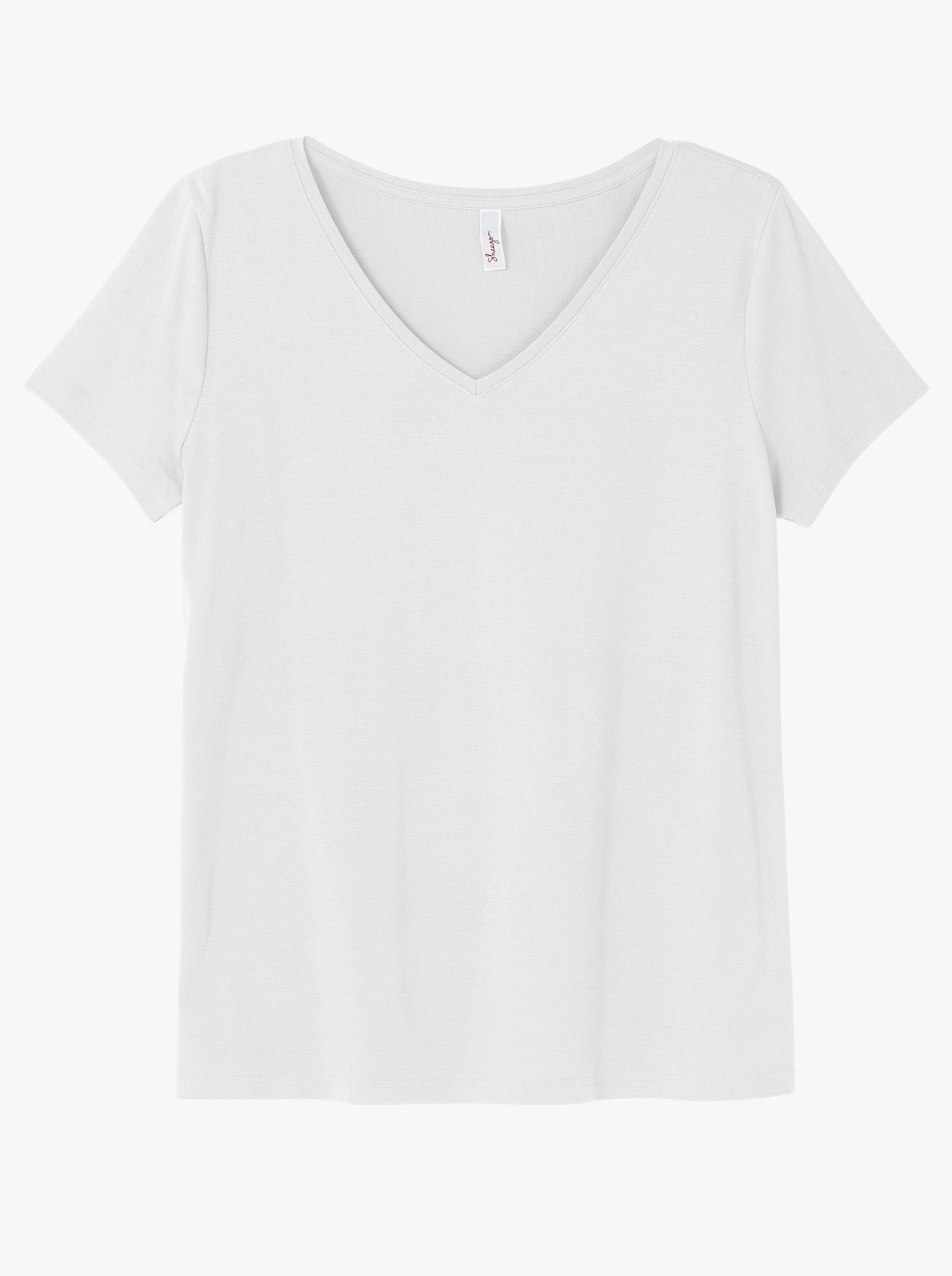 sheego T-shirt met V-hals, ribmateriaal - wit