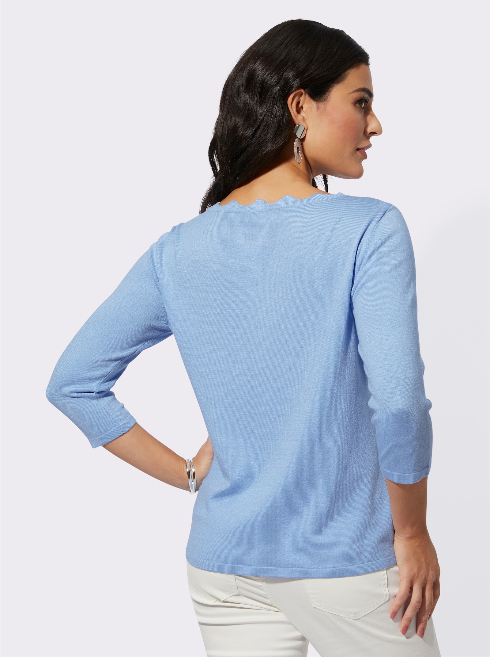 Feinstrickpullover mit Viskose in ECOVERO-Qualität - eisblau