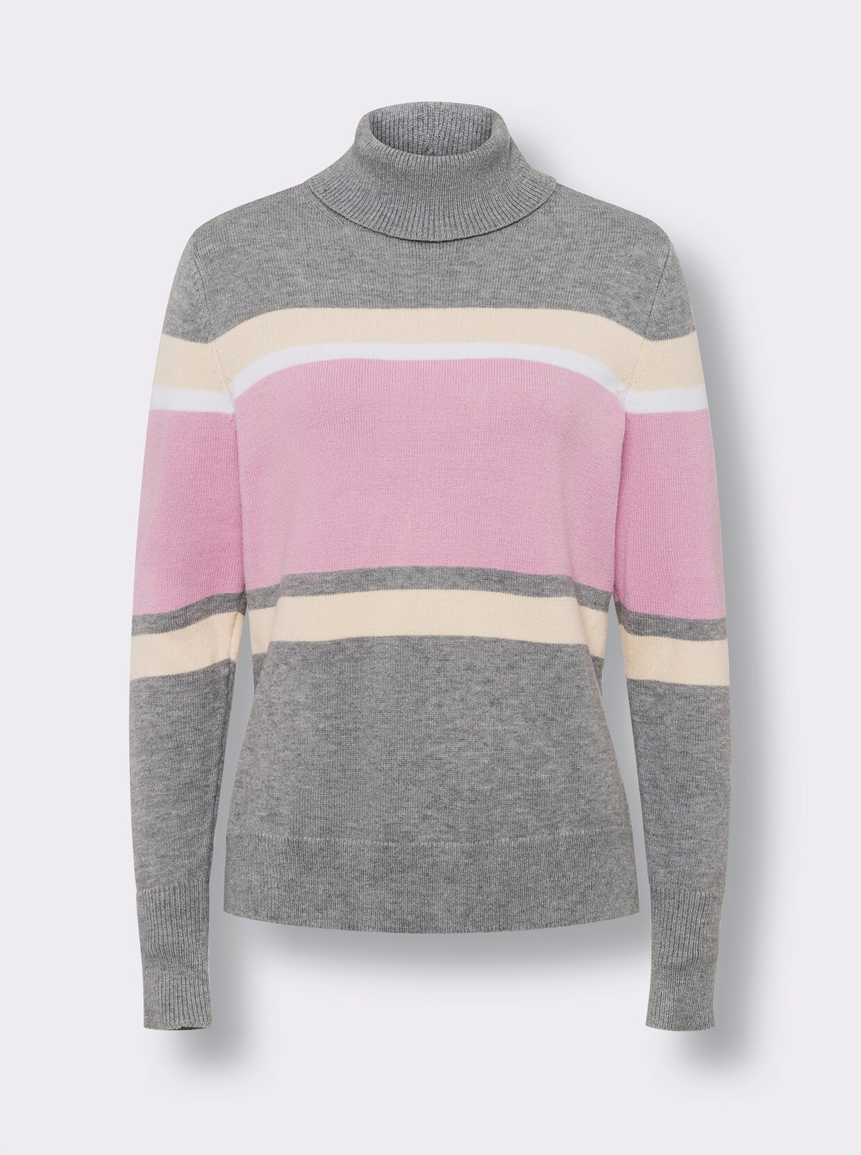 heine Streifenpullover - grau-rosé-geringelt