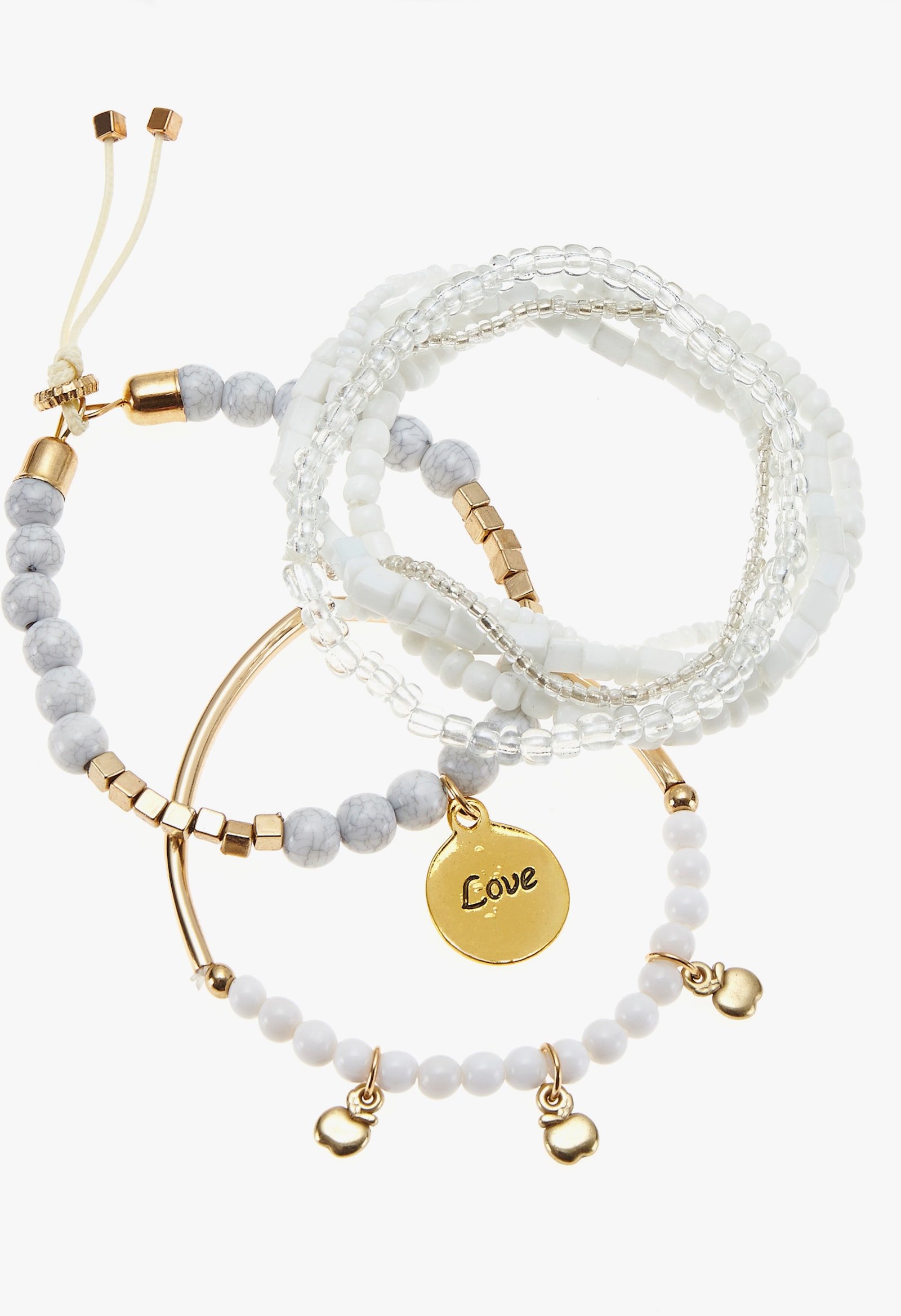 LASCANA Set armbanden - wit/goudkleur