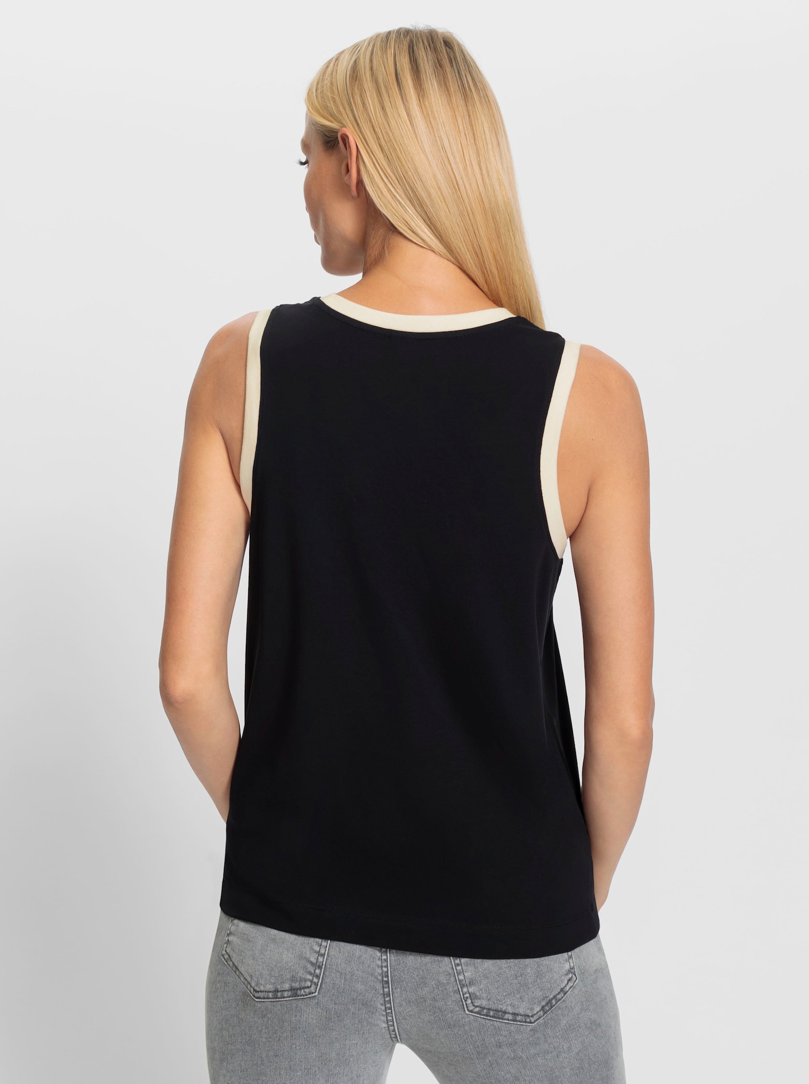 heine Shirttop mit Kontrastblenden - schwarz