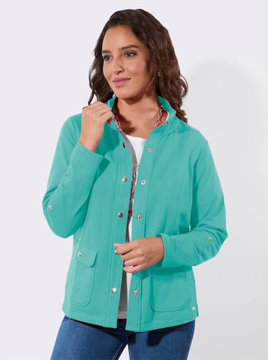 Shirtjacke mit Druckknopf-Verschluss - blaugrün