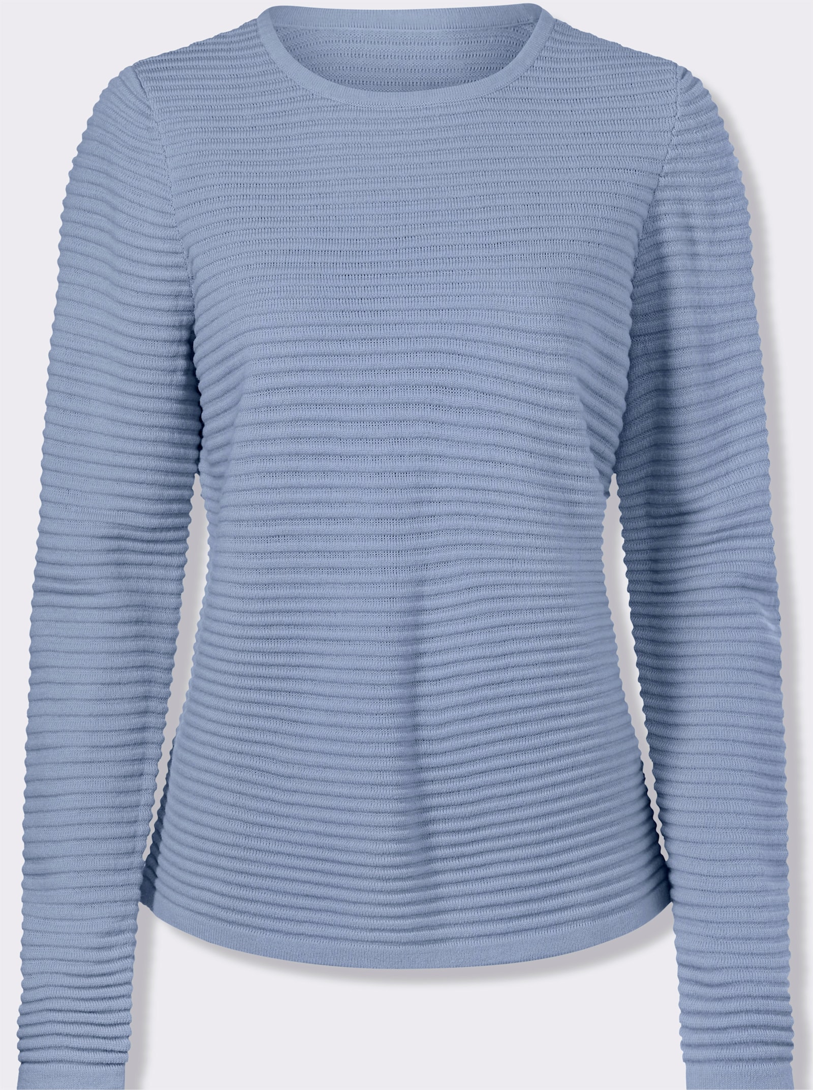 Langarm-Pullover in Rippen-Optik - bleu
