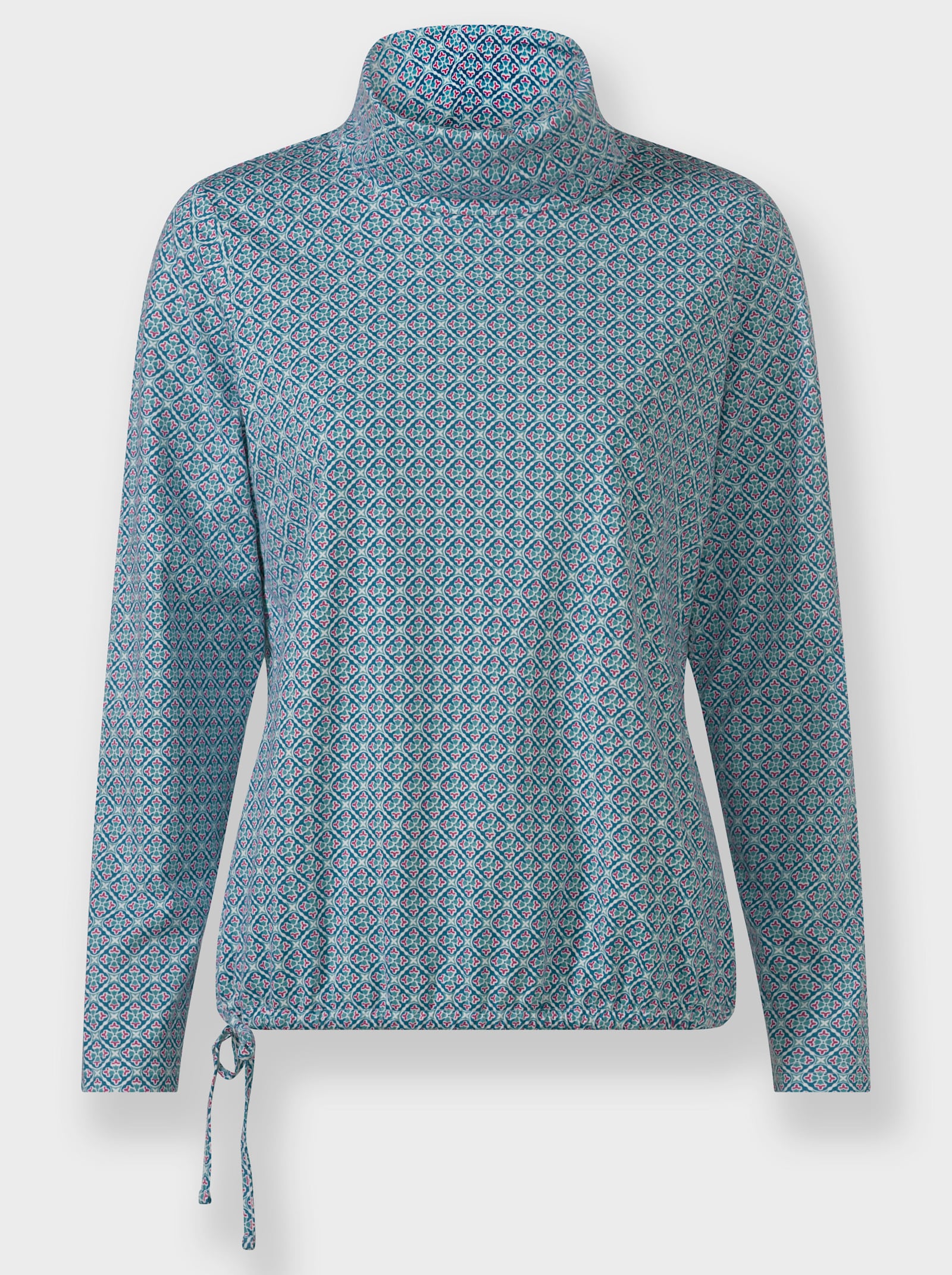 Rollkragenshirt mit Bindeband - ozean-erika-bedruckt