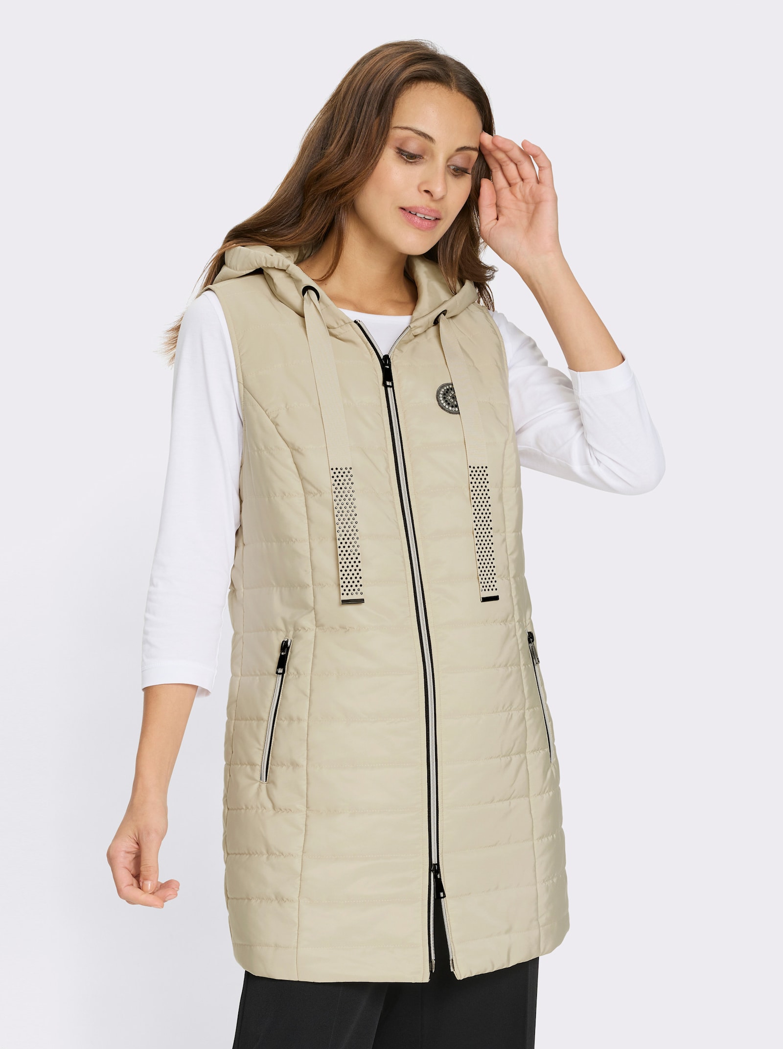 Longweste , auf Taillenhöhe weitenregulierbar - sand