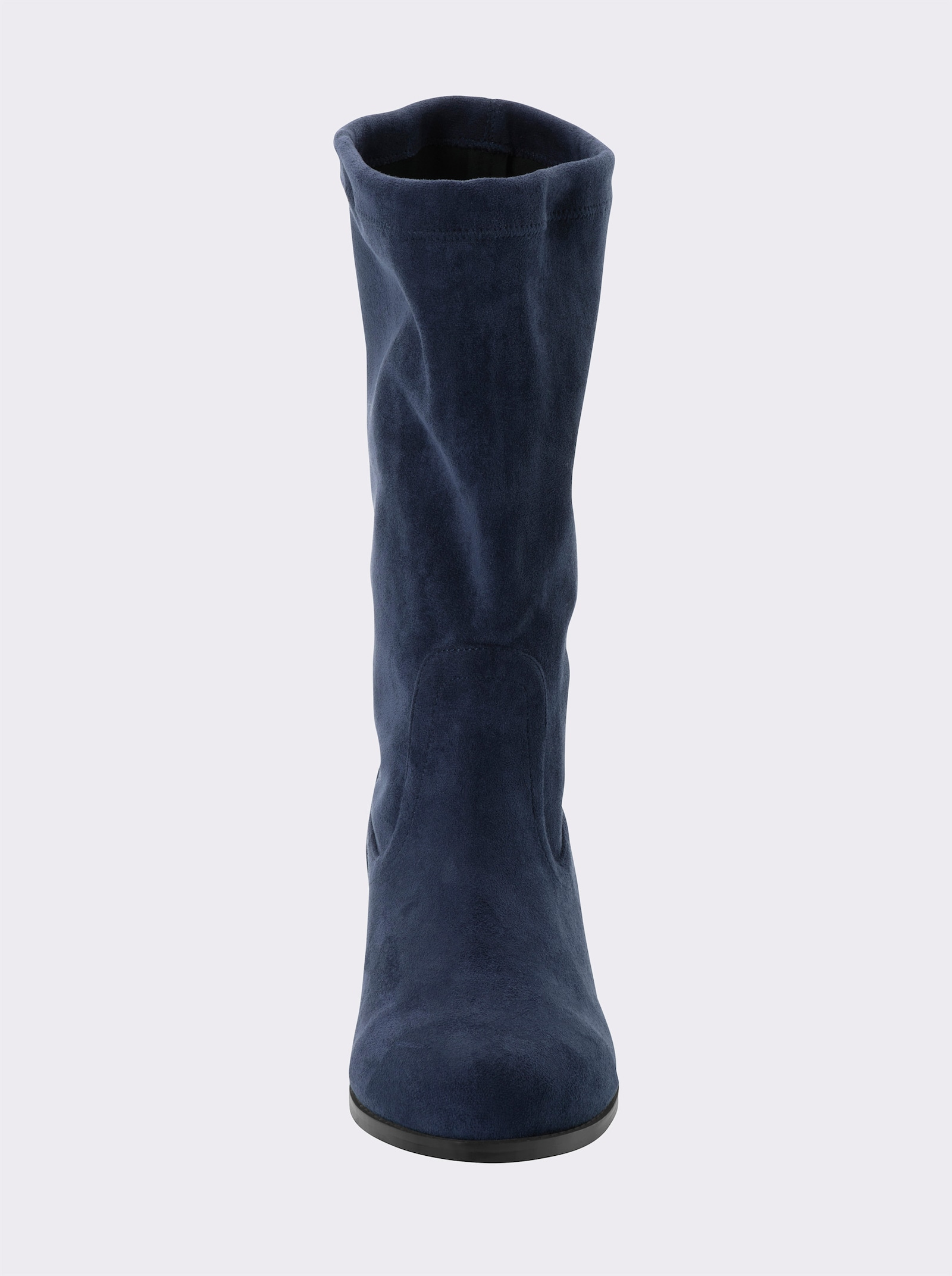 sheego Schlupfstiefel in Veloursleder-Optik - rauchblau
