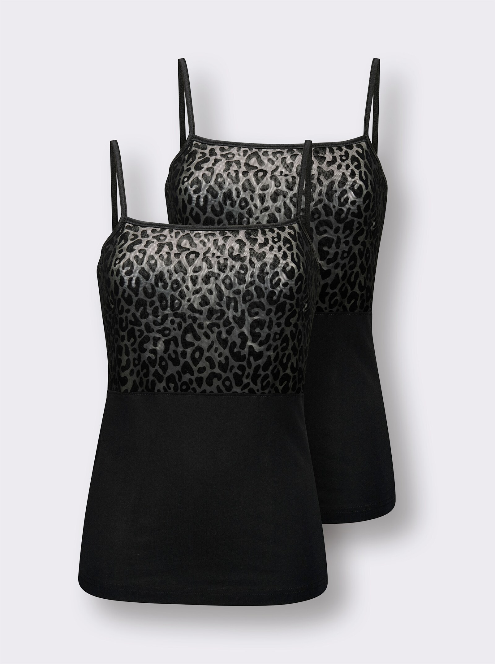 wäschepur Trägerhemd mit Animal-Print - schwarz