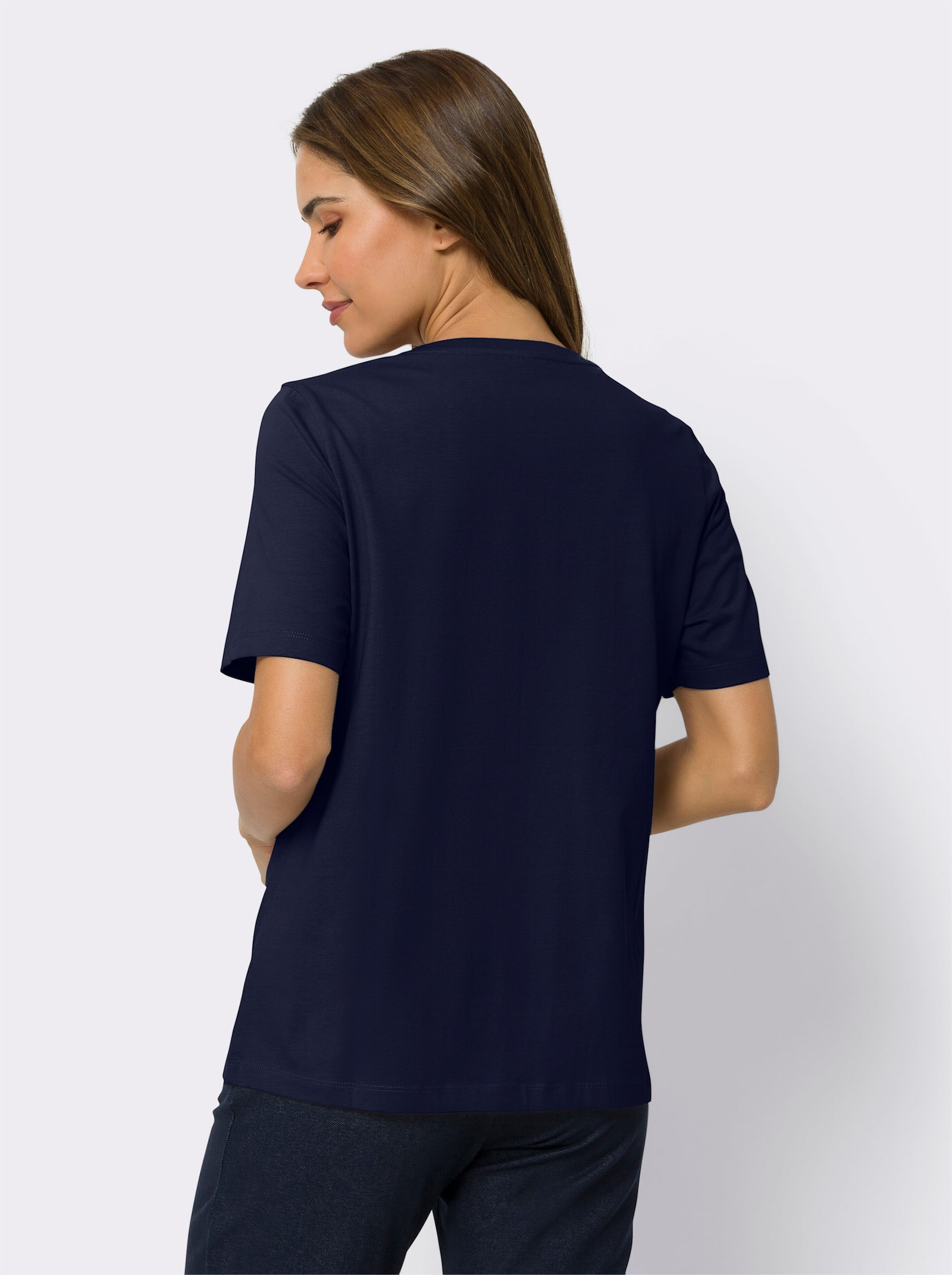 Tričko pro volný čas s lesklým potiskem - námořnická modrá