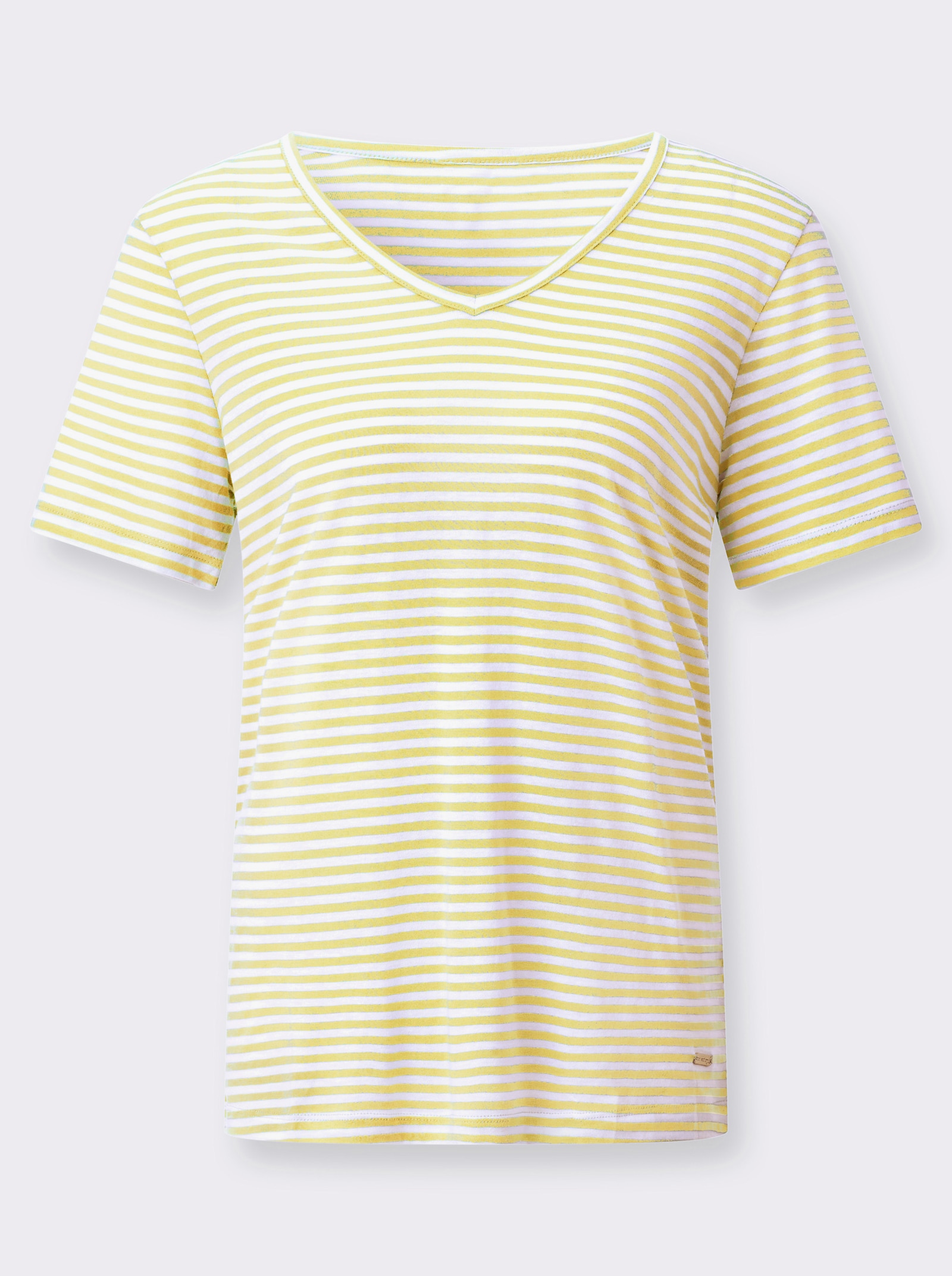 Kurzarmshirt im Ringelmuster - zitrone-geringelt