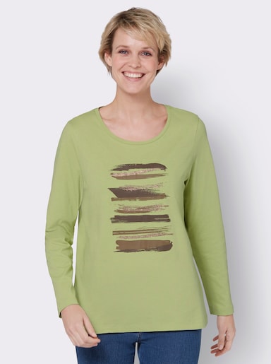 Shirt met lange mouwen - lindegroen/chocolade