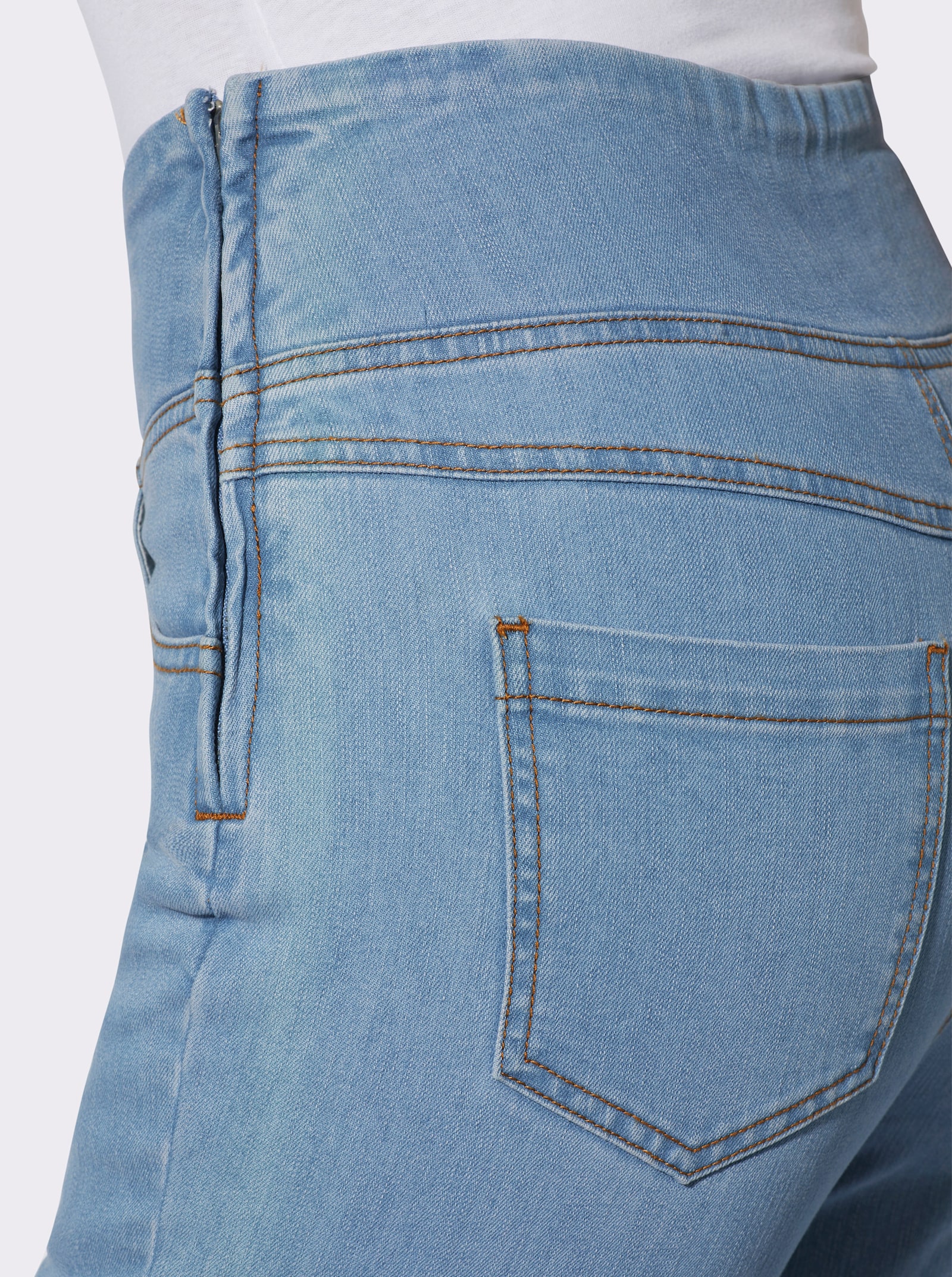 Jeans mit seitlichem Reißverschluss - blue-bleached