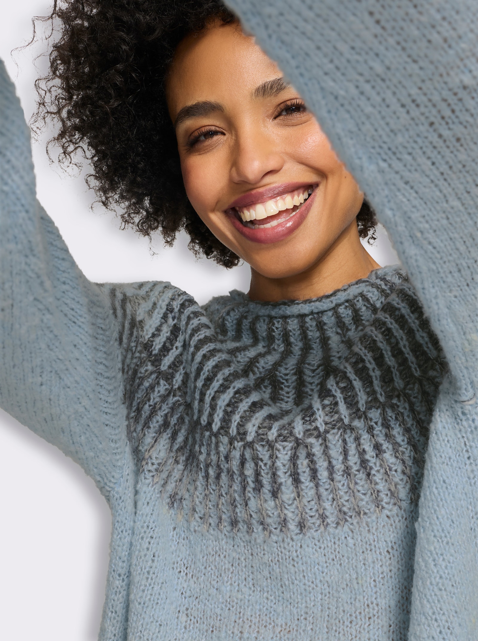 heine Strickpullover mit Raglanärmeln - bleu-meliert