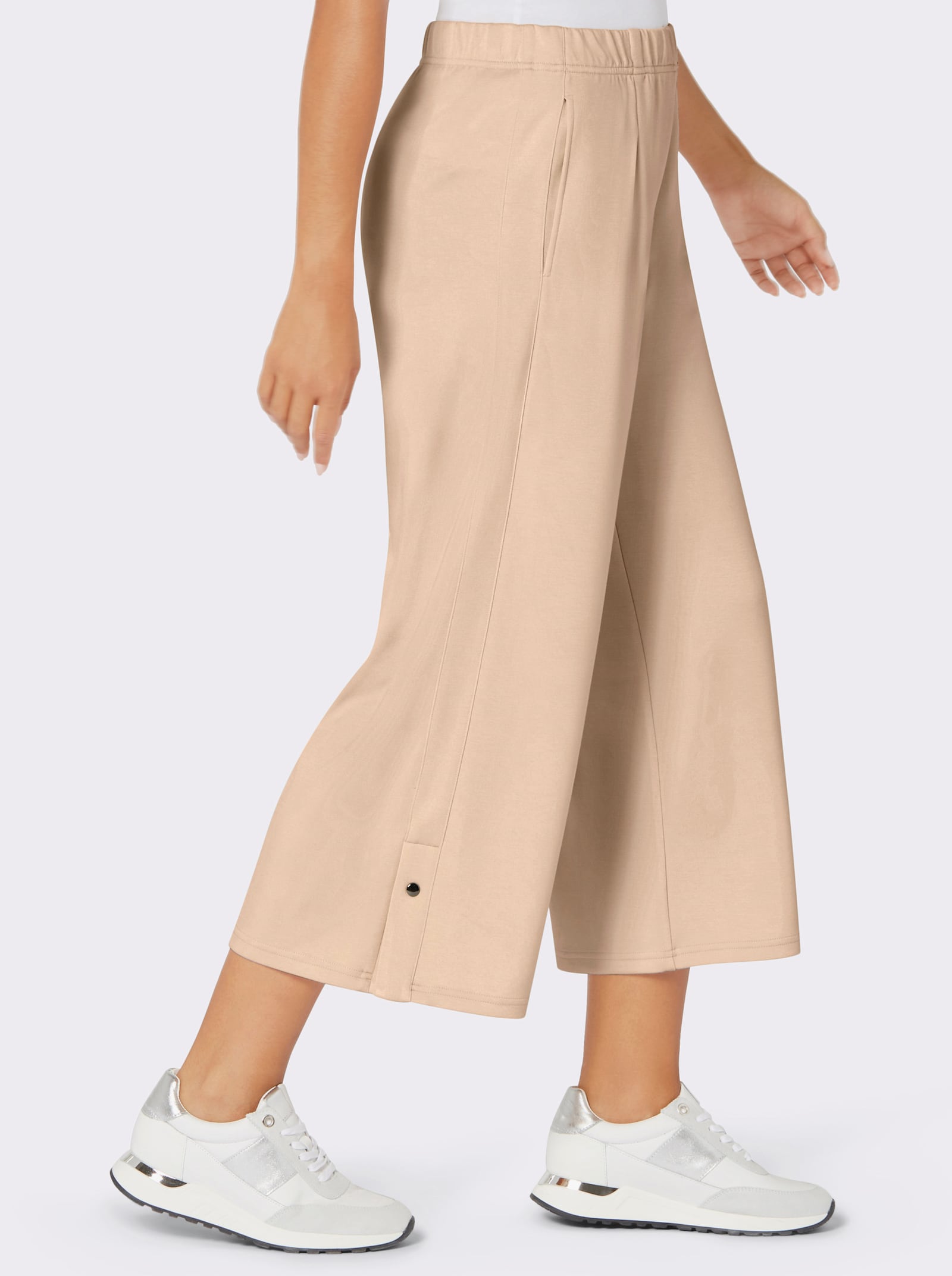 Culotte met hoge zijsplitten - ivoorkleur