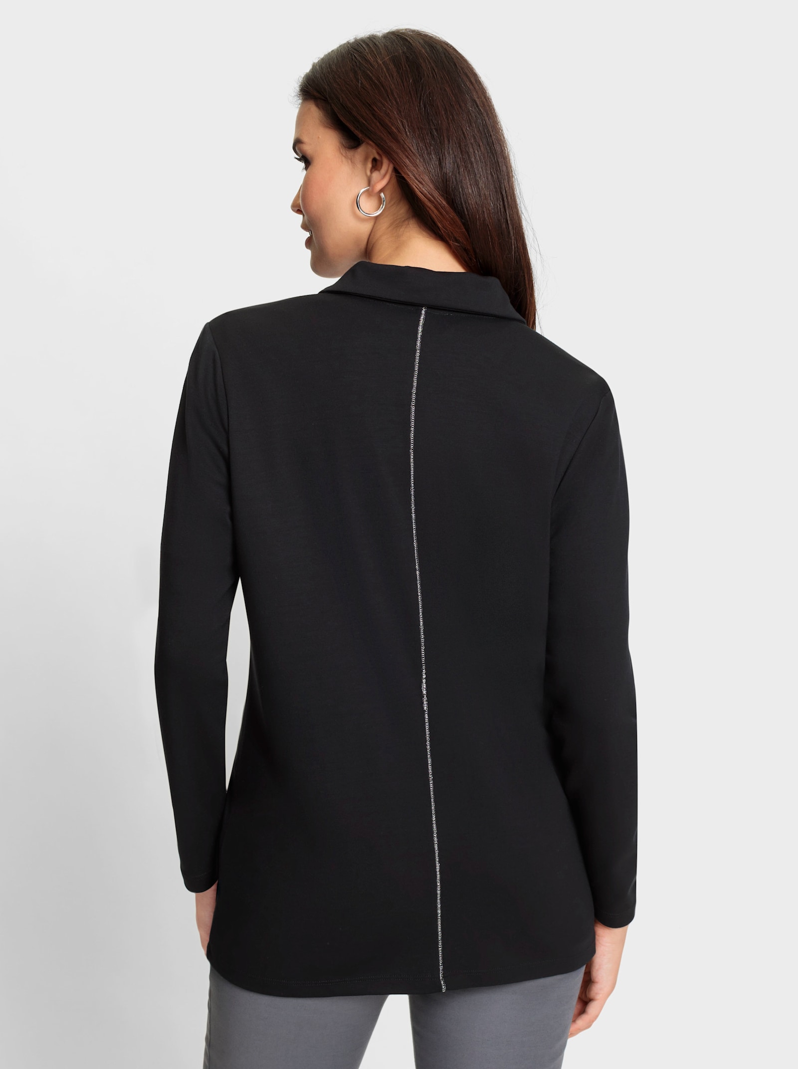 Shirtjacke mit Glitzer-Effekten - schwarz